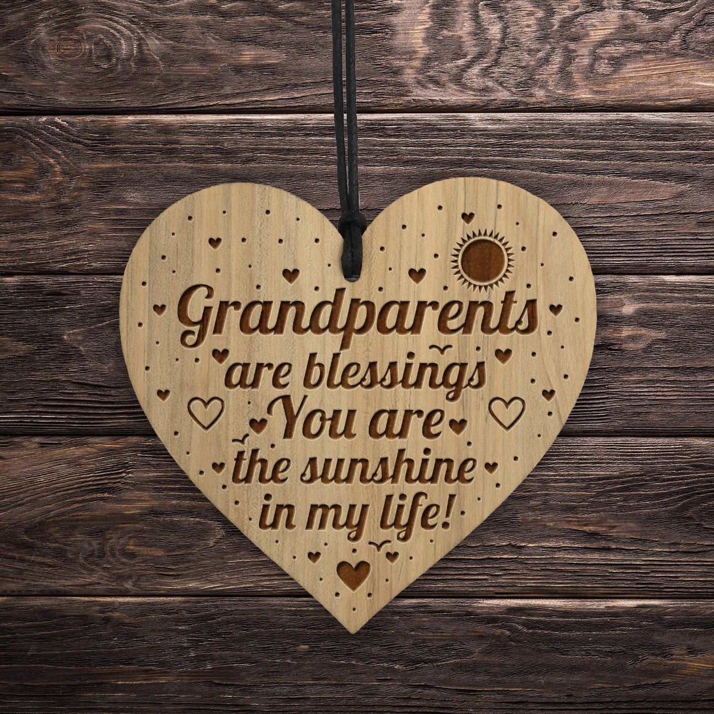 Grandparents Gift Wood Engraved Heart Grandparent Sign