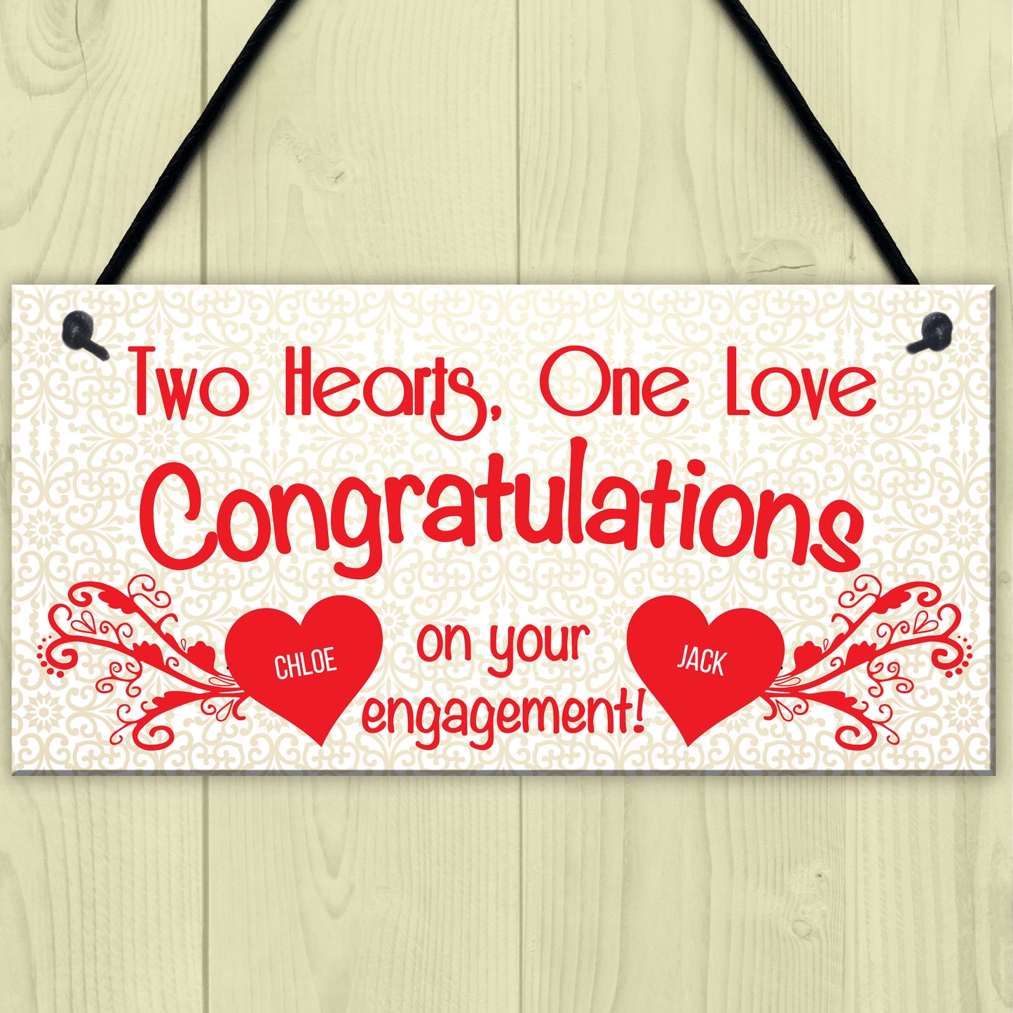 Personalised Congratulations Engagement Gift Hanging Plaque