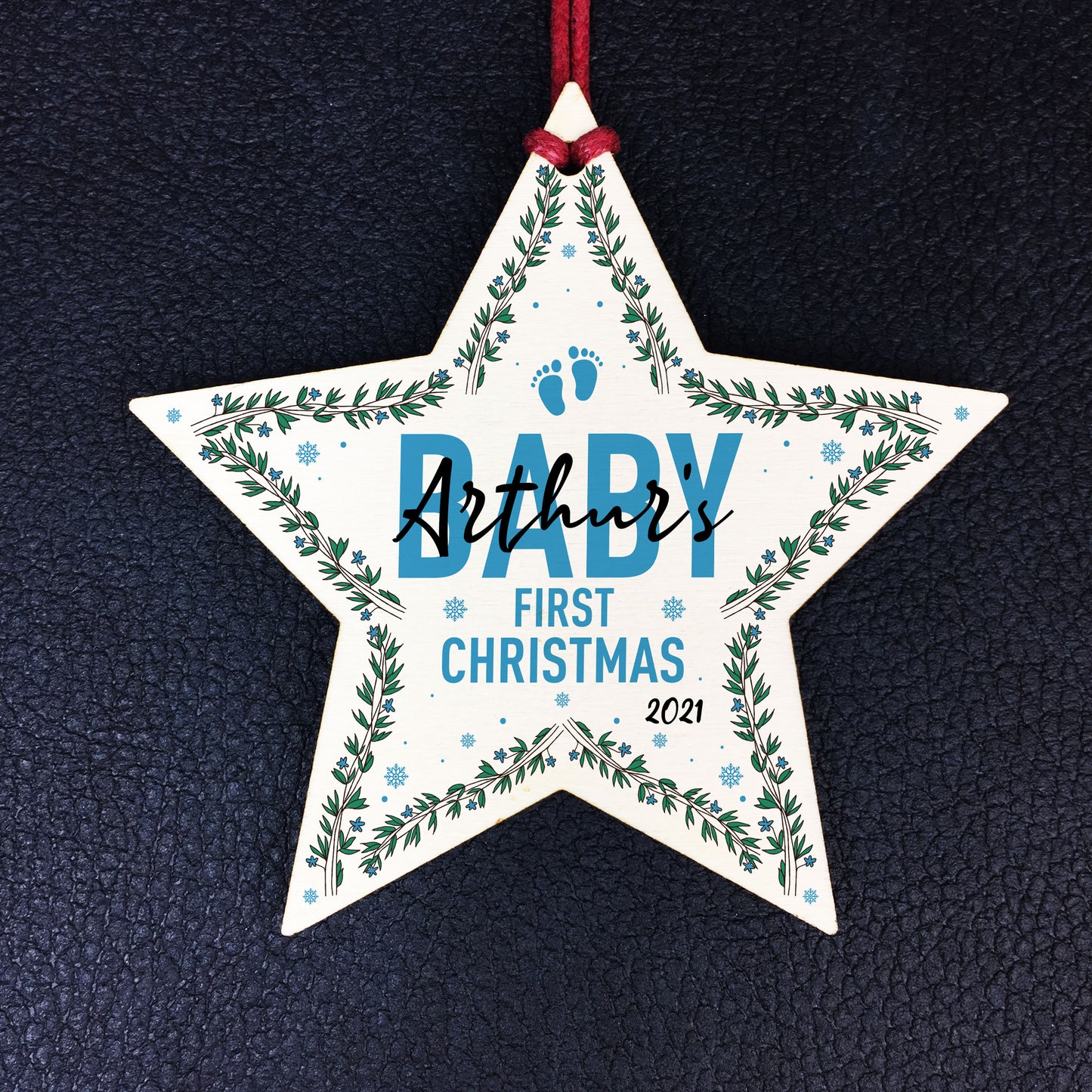 1st First Christmas Bauble Personalised Wood Tree Decoration