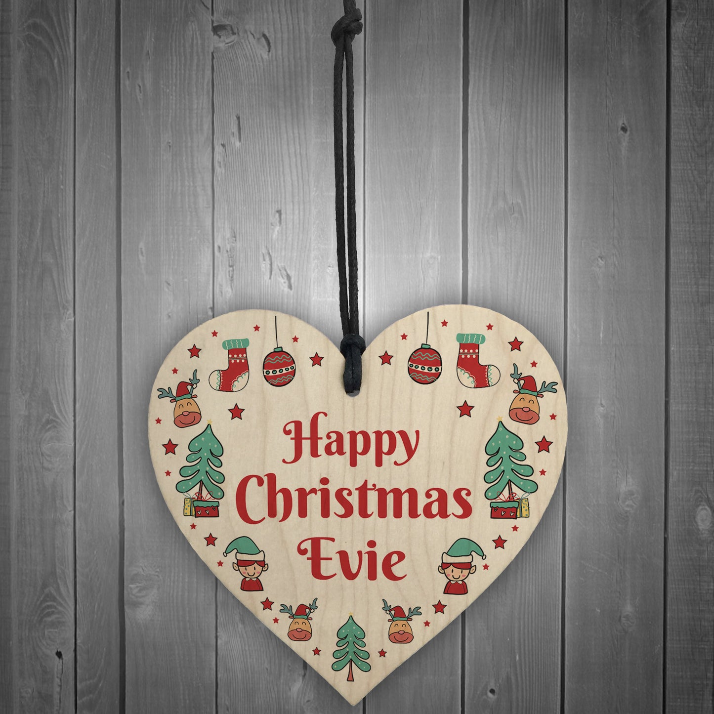 Happy Christmas Gift Personalised Hanging Heart 1st Christmas