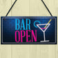 Bar Open Sign NEON EFFECT Home Bar Man Cave Pub Club Plaque