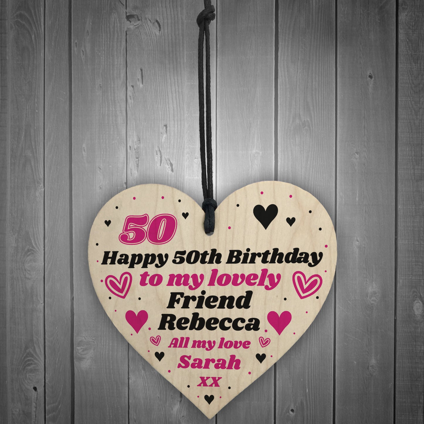 50th Birthday Gift For Lovely Friend Personalised Heart