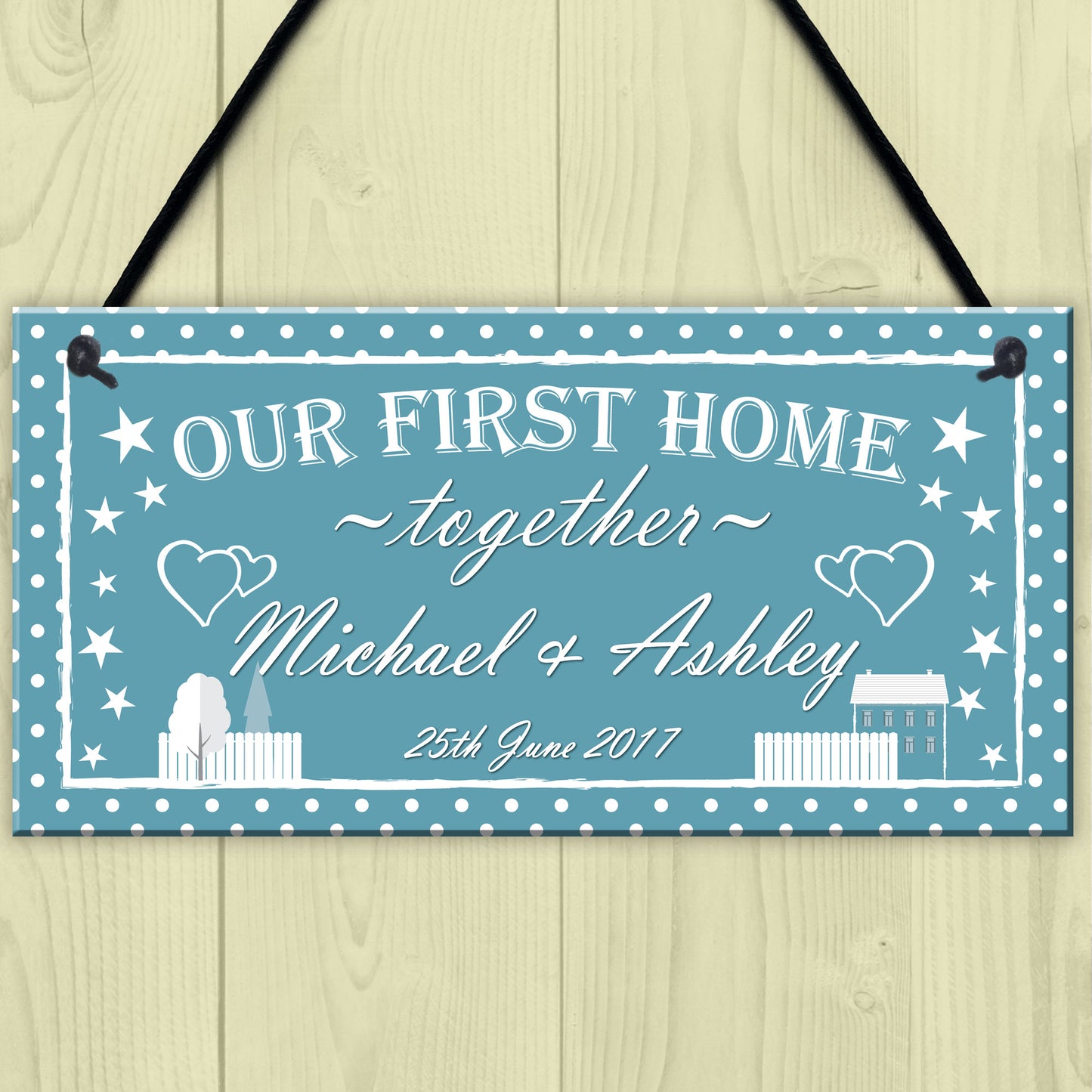 Personalised First Home Together Housewarming Hanging Plaque