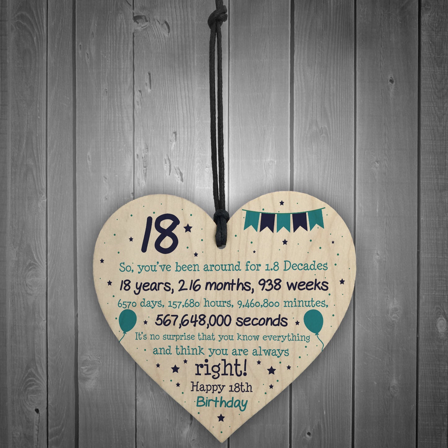 Rude Funny 18th Birthday Gift For Daughter Son Wooden Heart