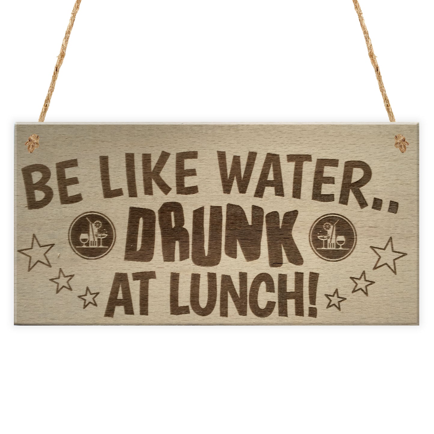 Drunk At Lunch Funny Alcohol Pub Bar Gift Wooden Hanging Plaque