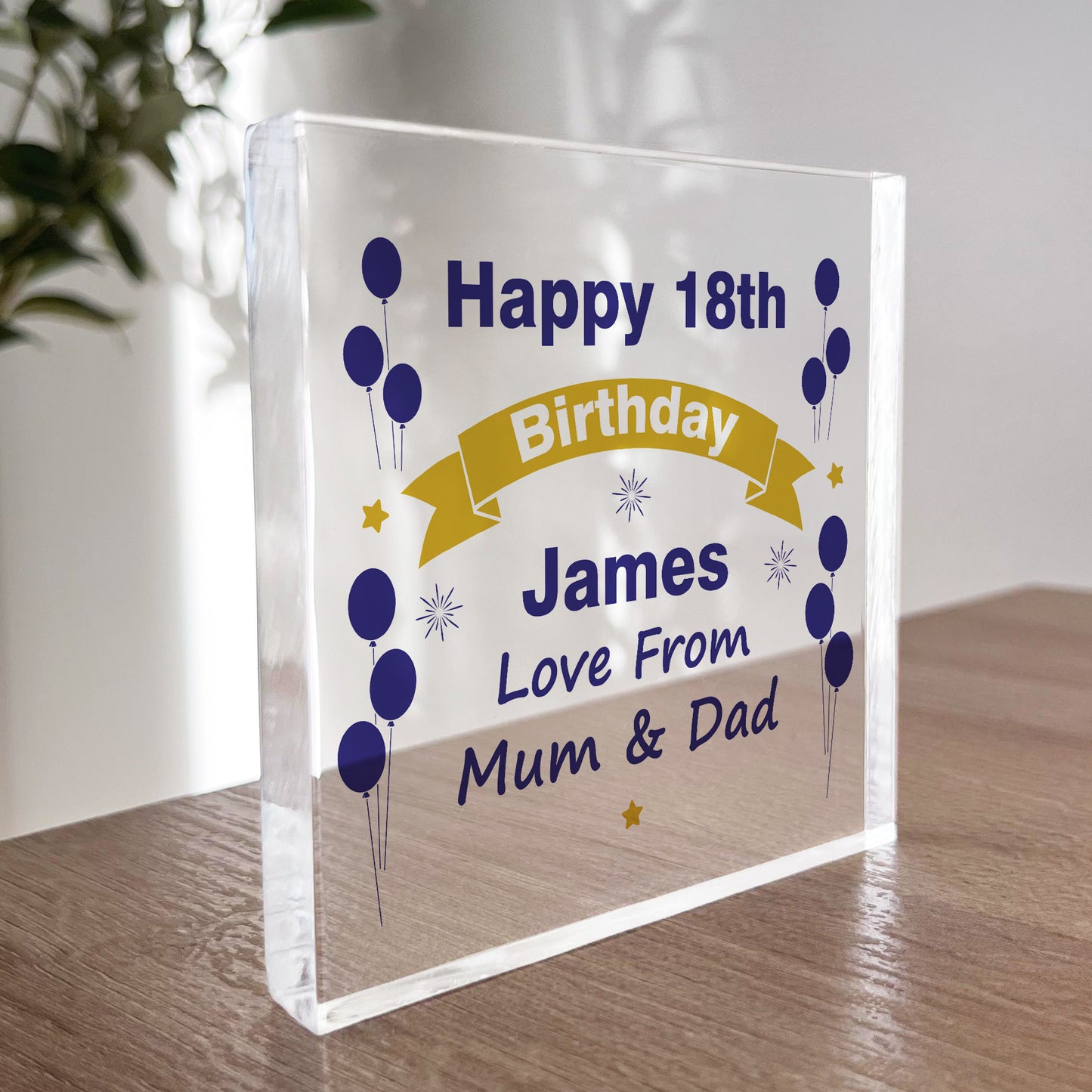 Personalised Birthday Gift For Him Men Acrylic Block 16th 18th