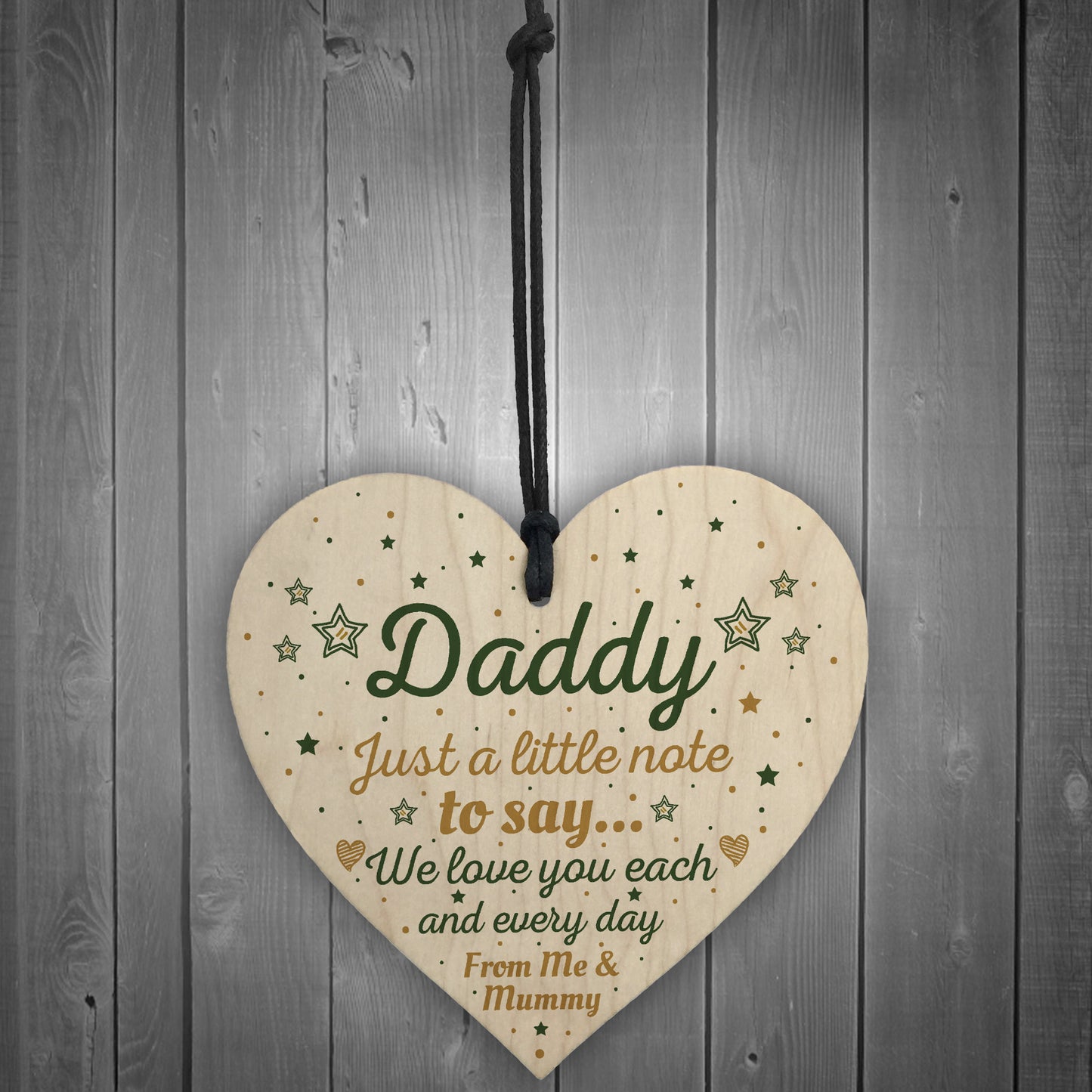 Gifts For Daddy Wooden Heart FATHERS DAY Gift For Him Daughter