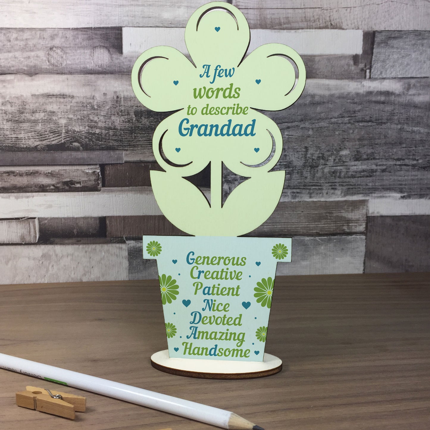 Fathers Day Gift Grandad Birthday Gift Wood Flower Grandad Gifts