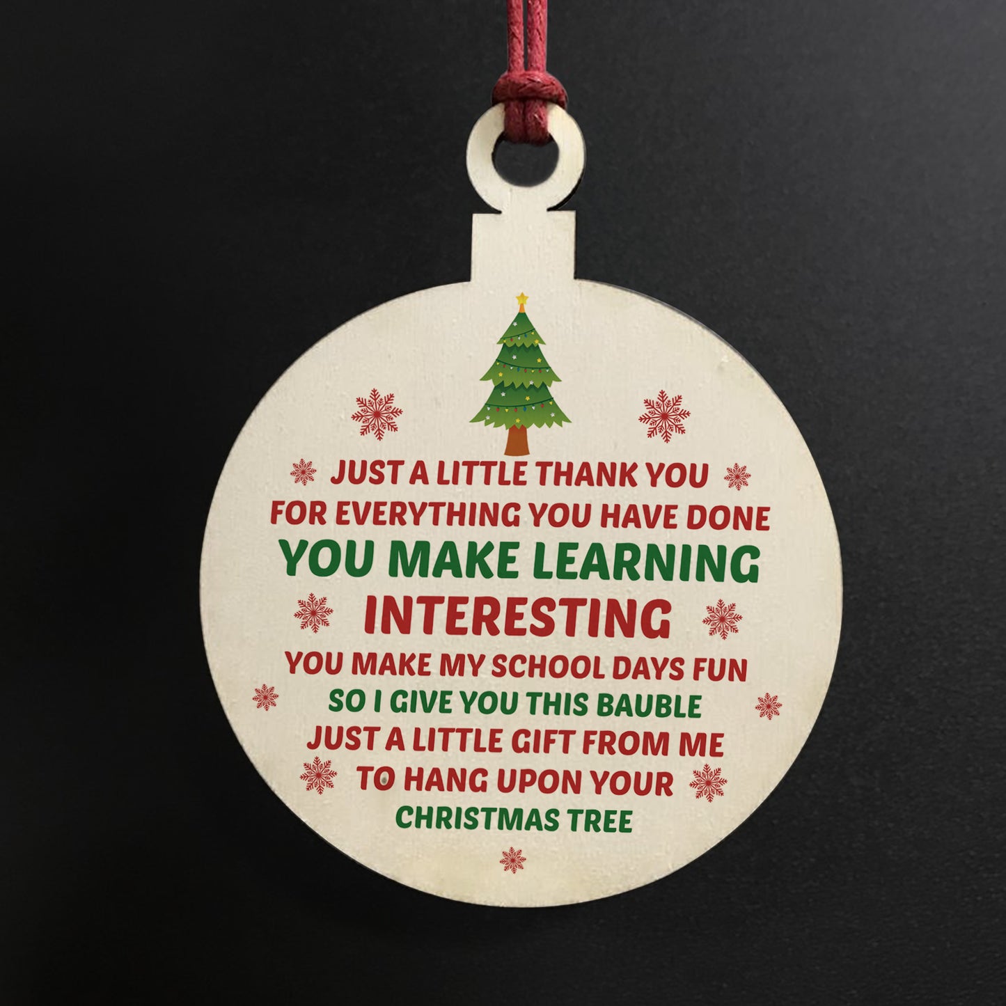 Thank You Christmas Gift For Teacher TA Assistant Nursery Bauble