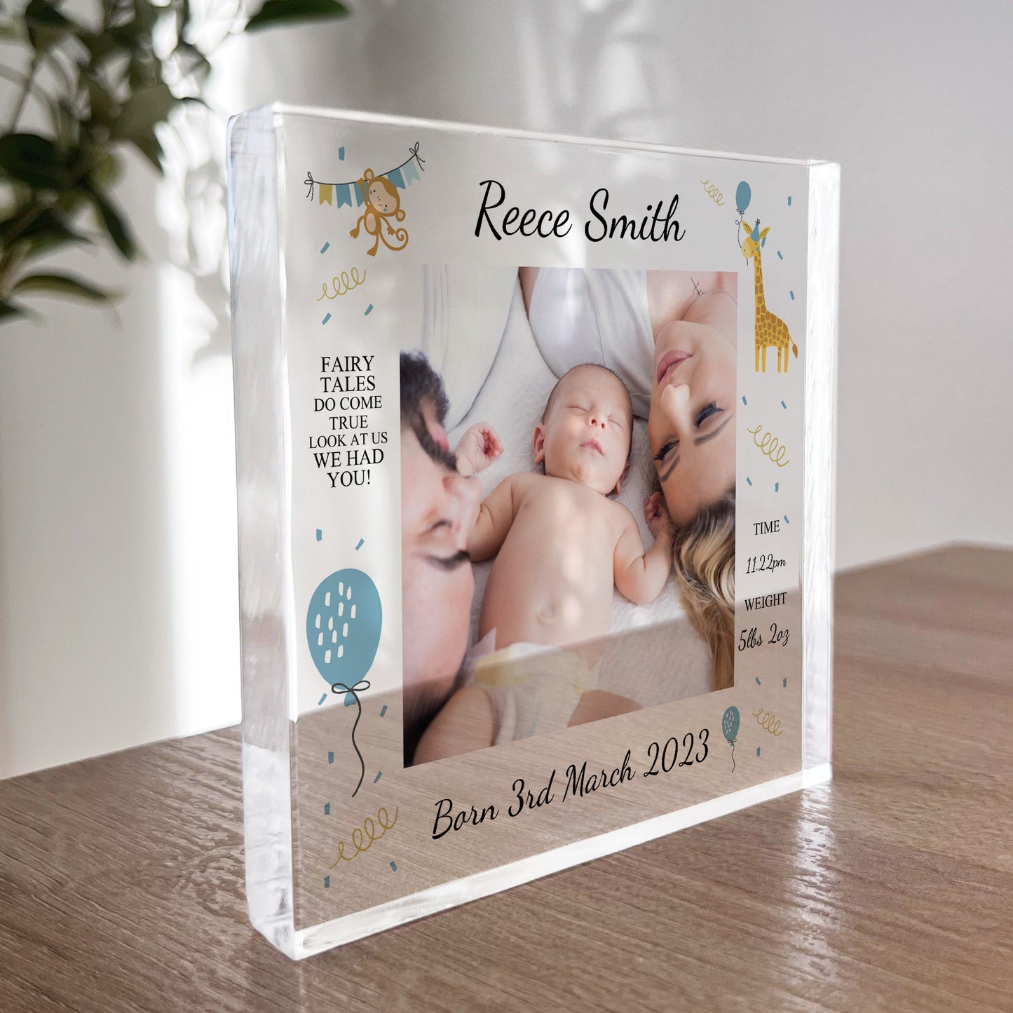 Personalised Baby Gift Photo Block Birth Details Nursery Decor