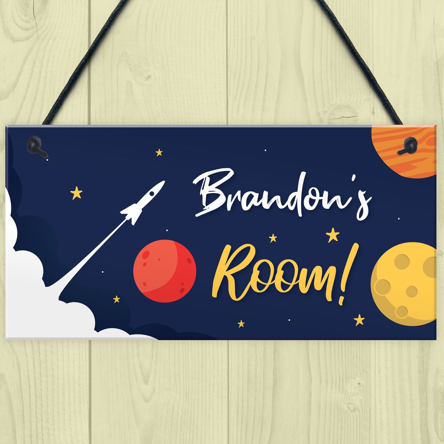 Personalised Door Space Theme Sign Kids Bedroom Grandson Son