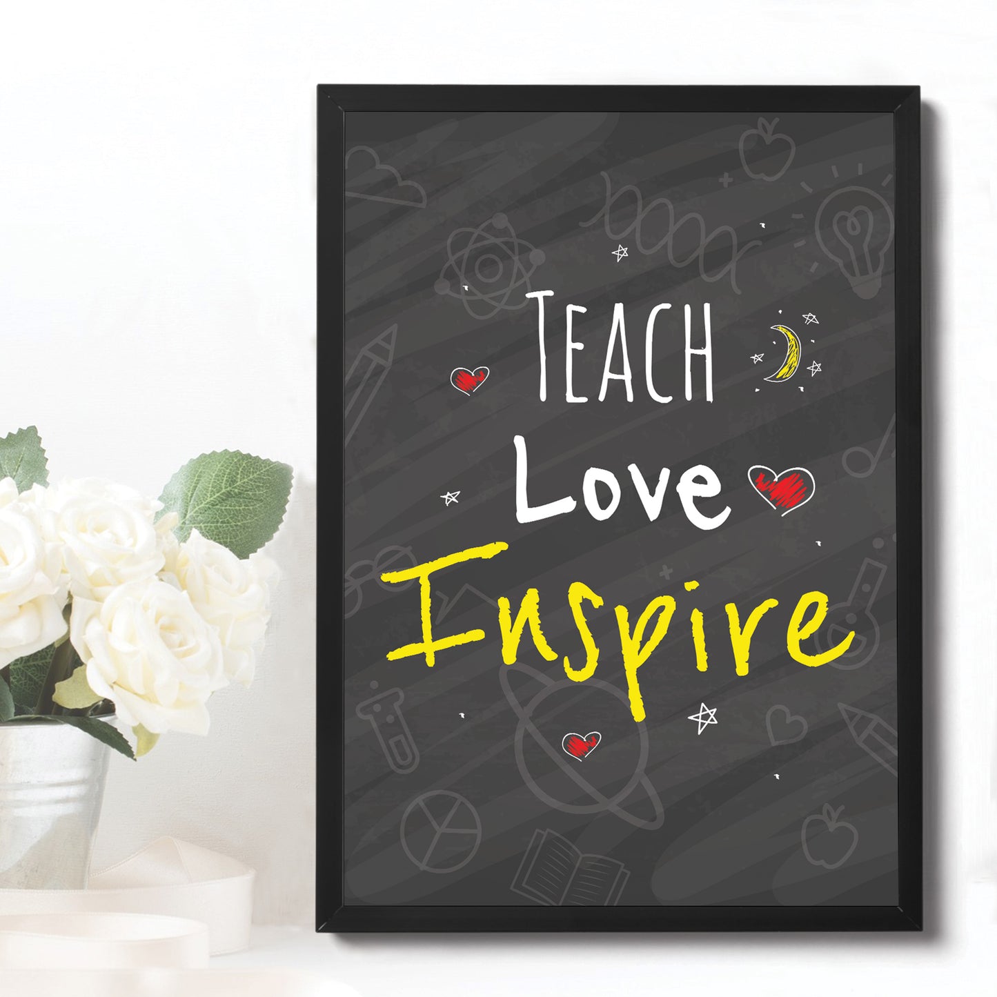 Teach Love Inspire Quote Print Framed Teacher Teaching Assistant