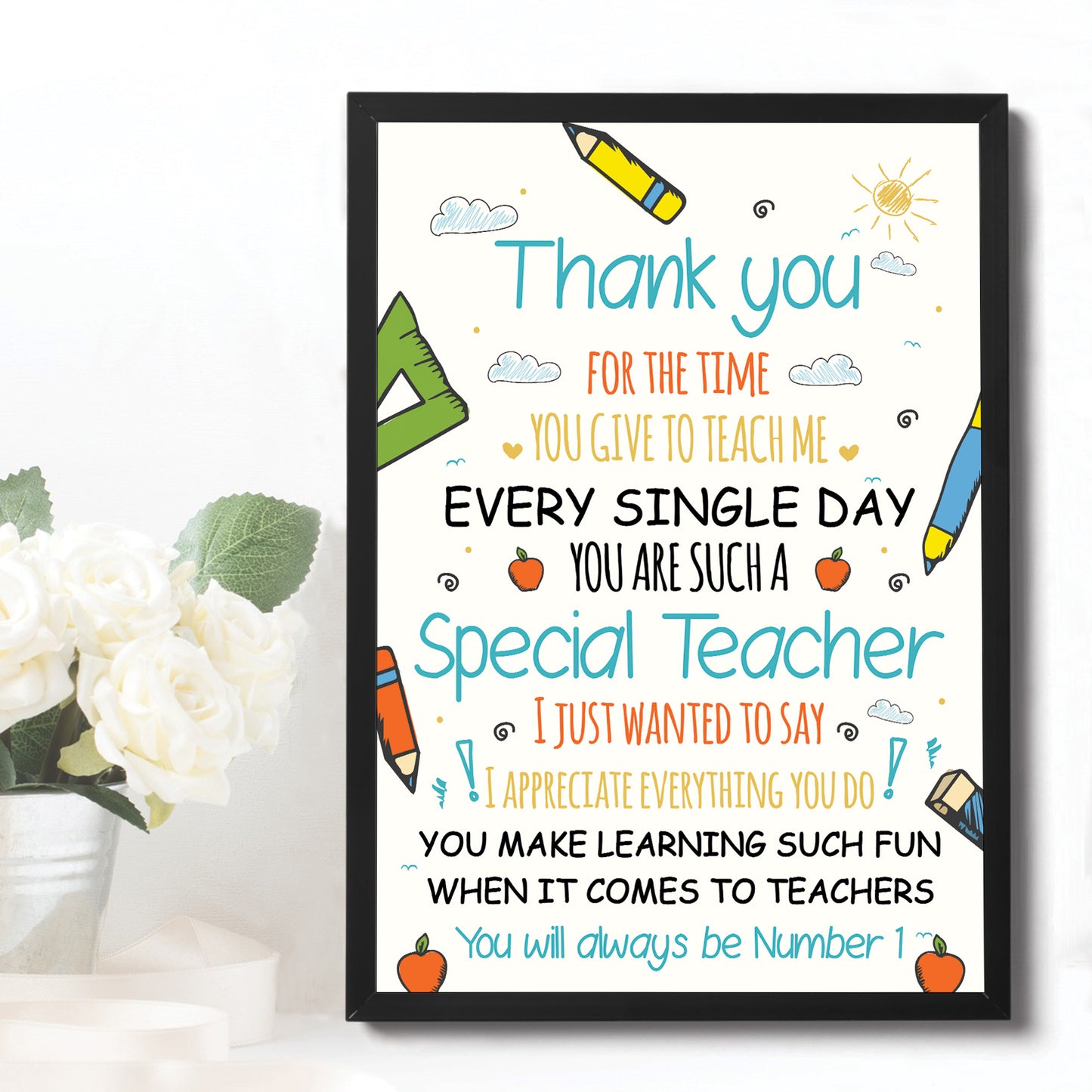 Framed Teacher Gift Thank You Poem Teacher Teaching Assistant