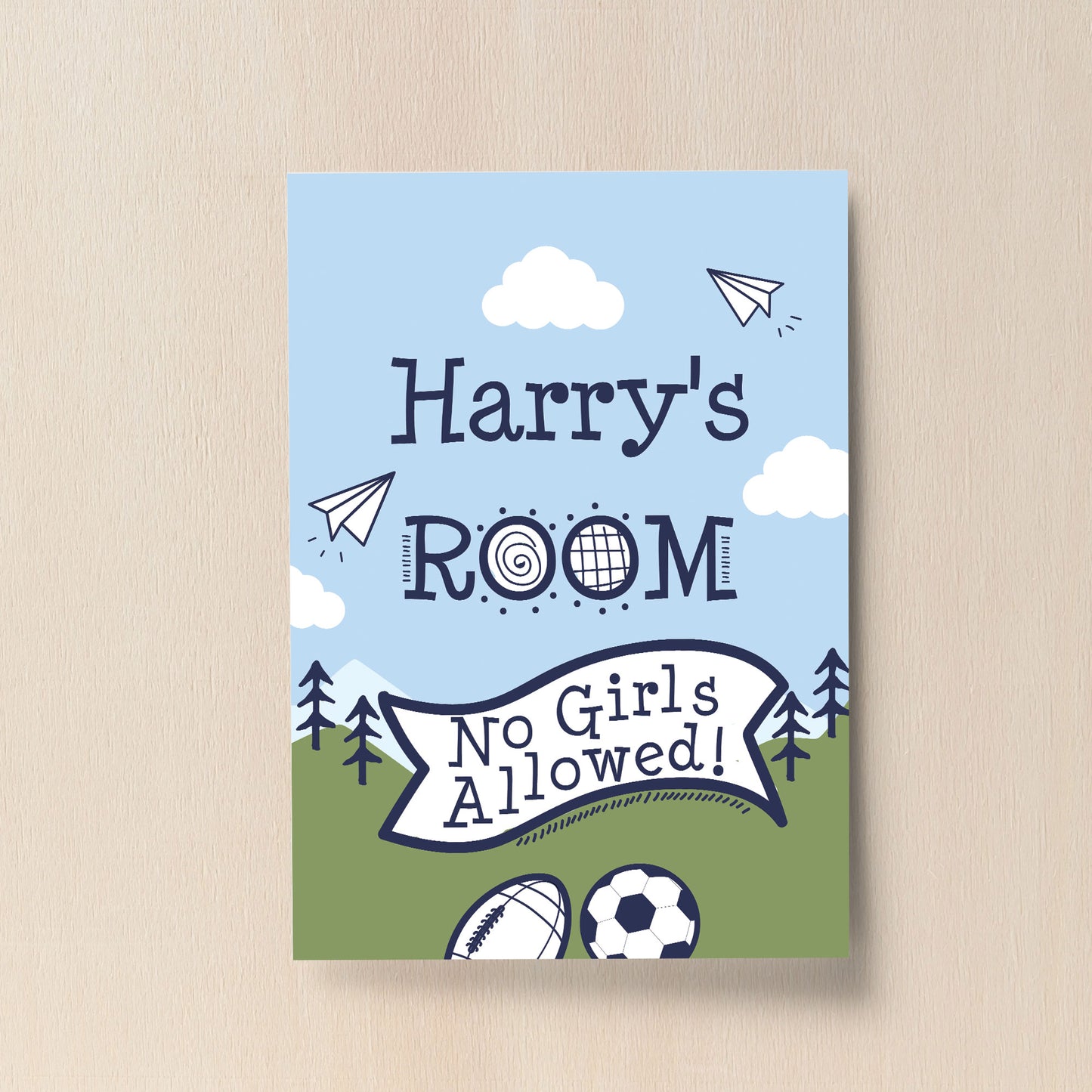 PERSONALISED Boys Bedroom Wall Art Football Room Decoration