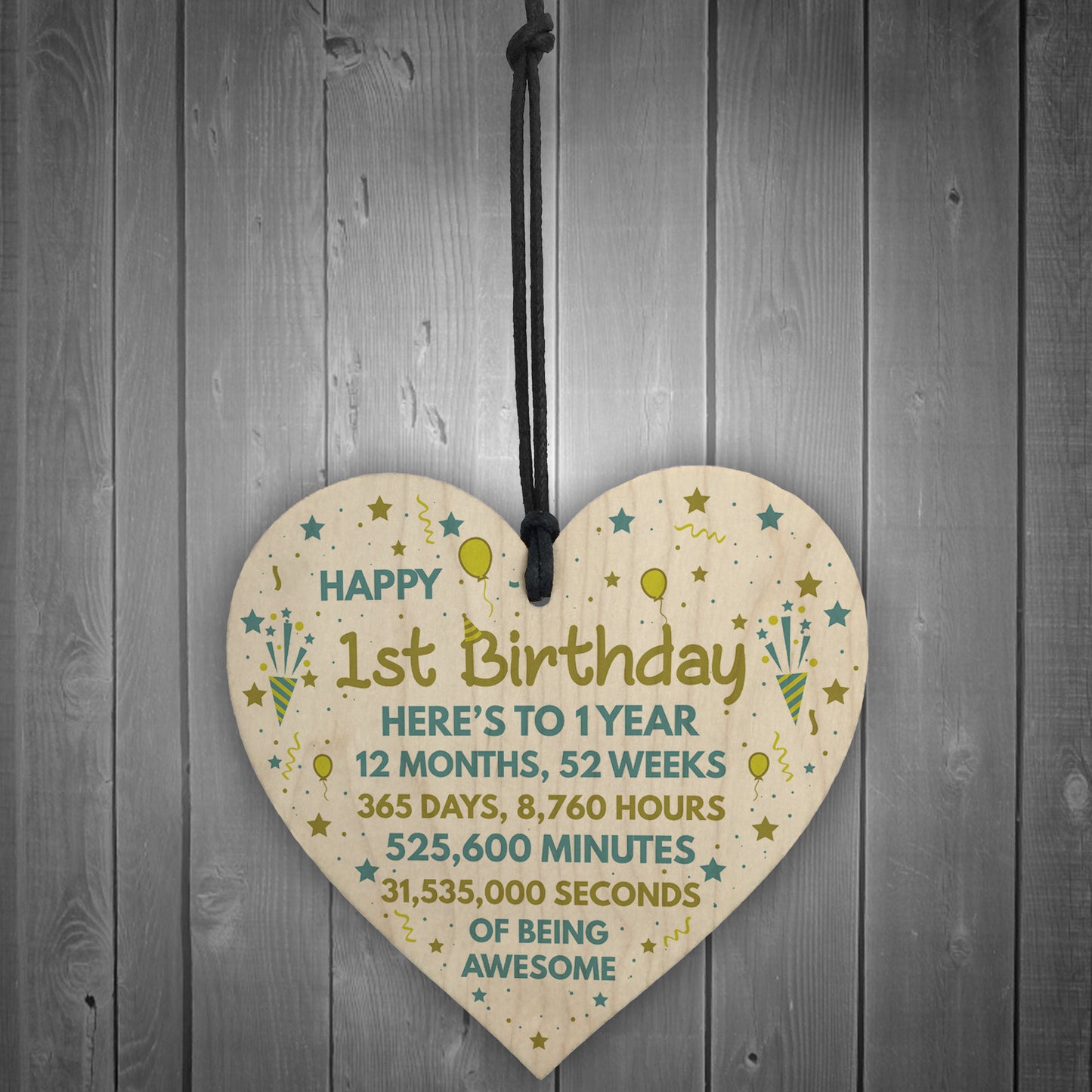 1st Birthday Gift For Daughter Son 1st Birthday Card Wood Heart