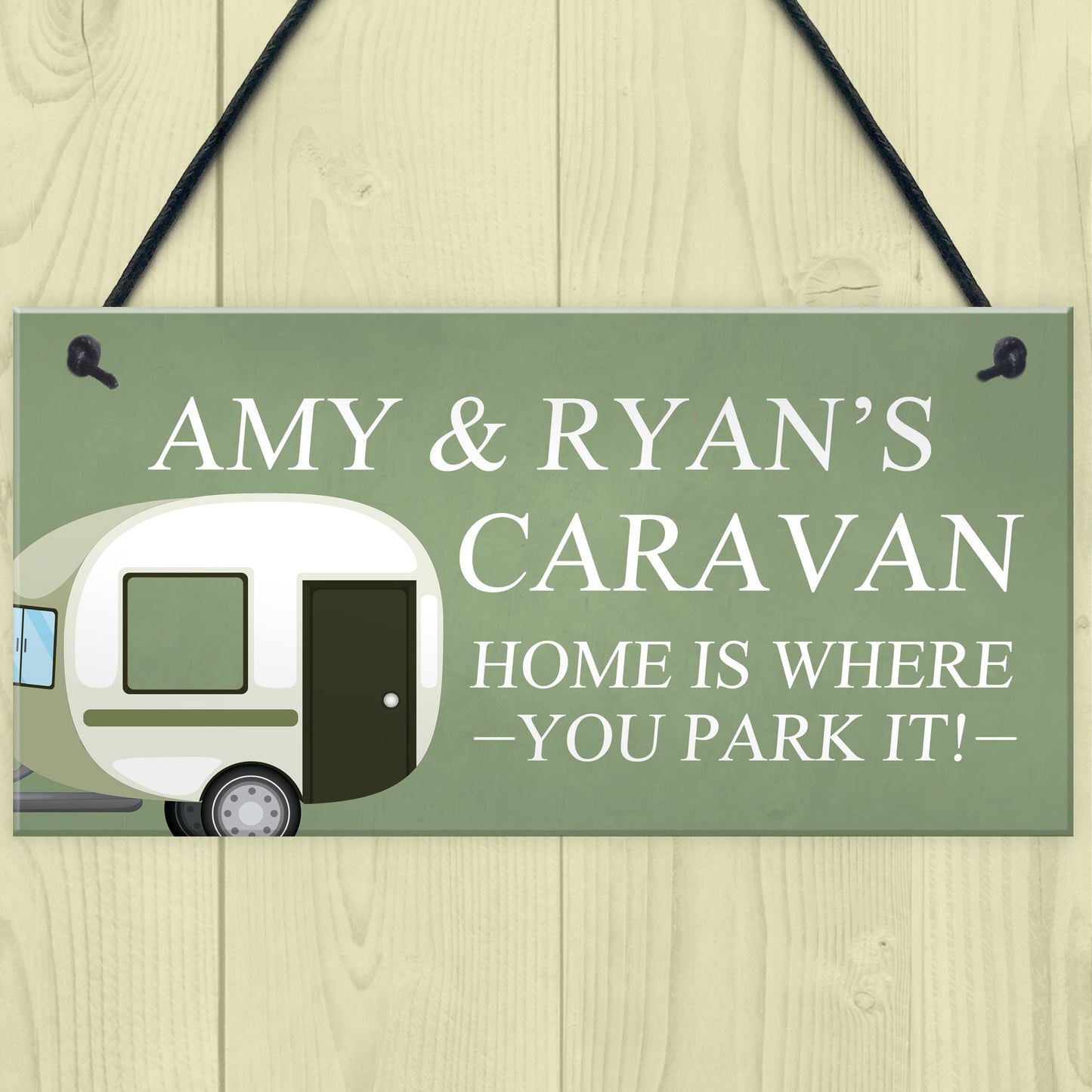 Shabby Chic Caravan Sign Hanging Door Plaque Personalised