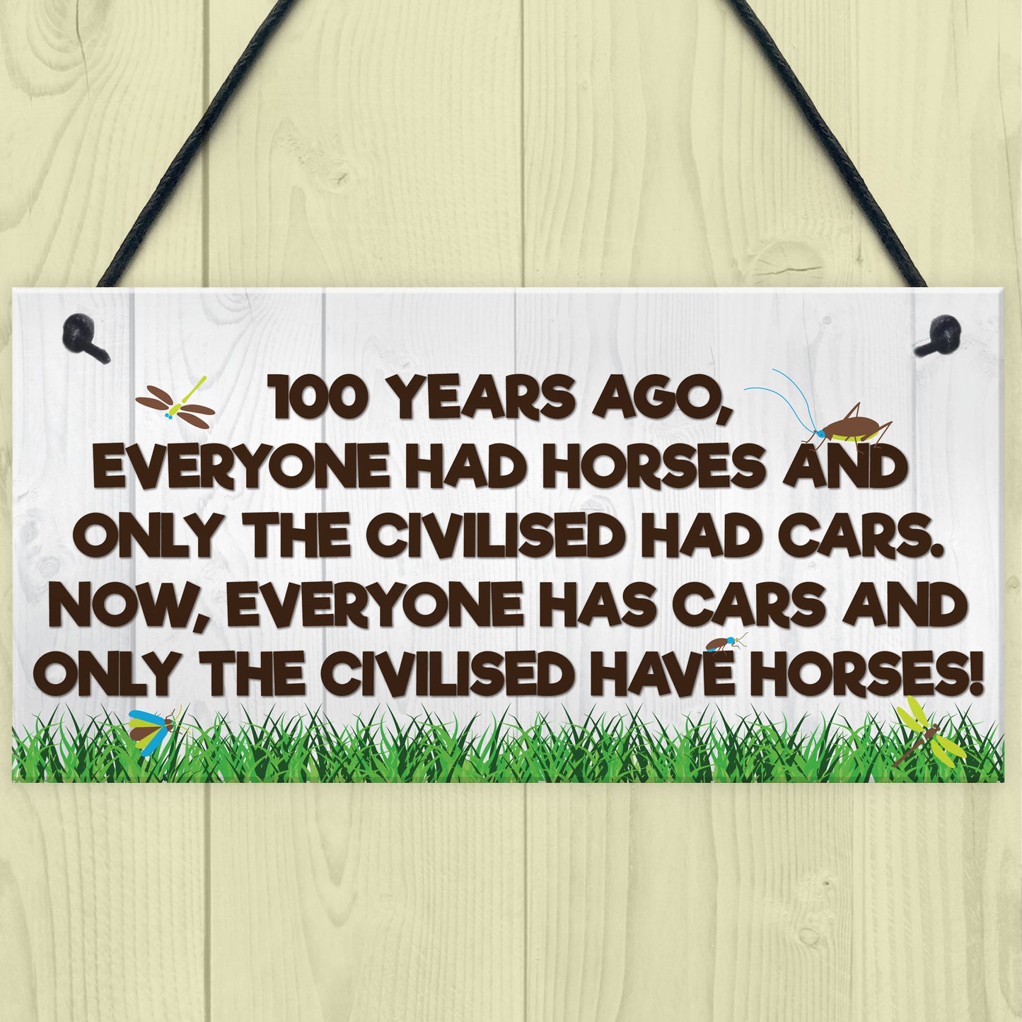 Civilised Horses Funny Barn Stable Door Pony Gift Haging Plaque