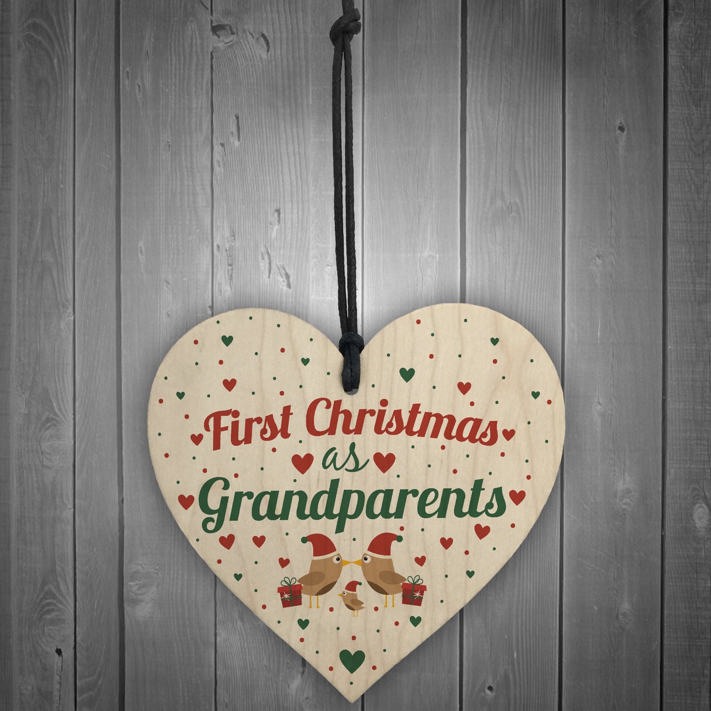 First 1st Christmas As Grandparents Tree Decoration Bauble Wood