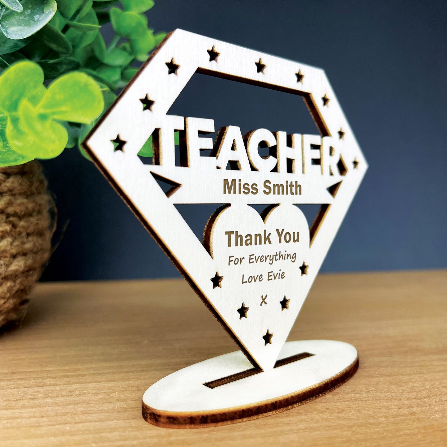 Teacher Personalised Wooden Plaque Gift Thank You Gift