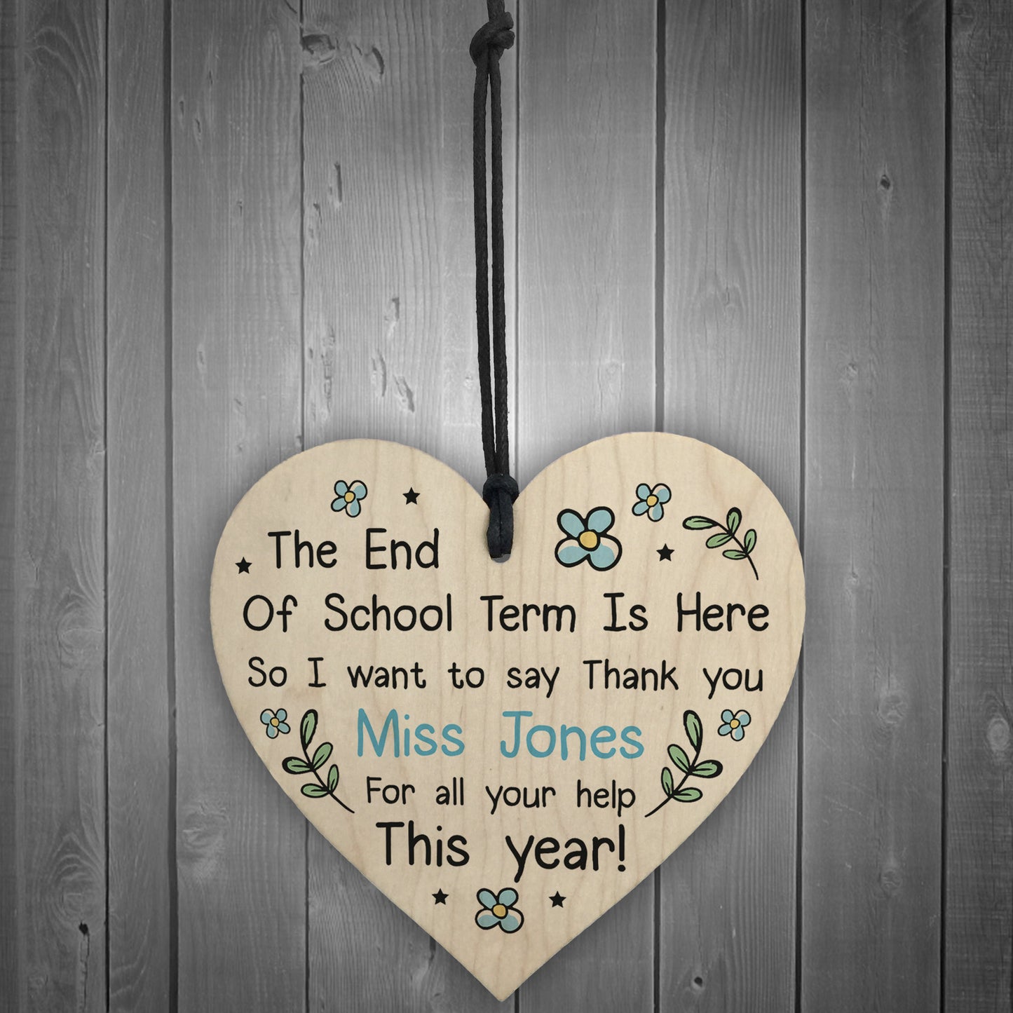 Teacher Poem Gift Personalised Wooden Heart Thank You Teacher