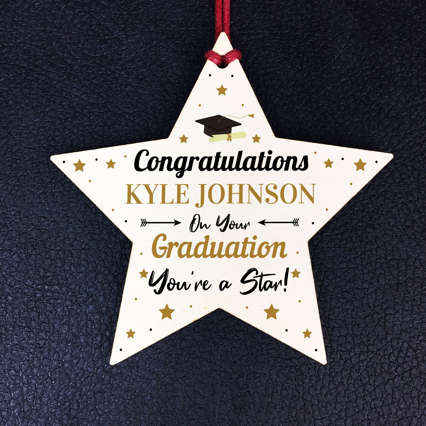 Graduation Gift Personalised Congratulations Wood Star Leaving