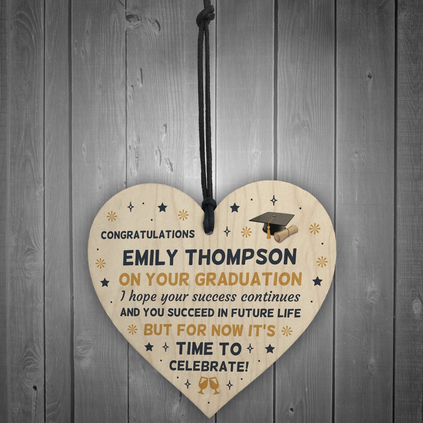 Personalised Congratulations On Your Graduation Gift Wood Heart