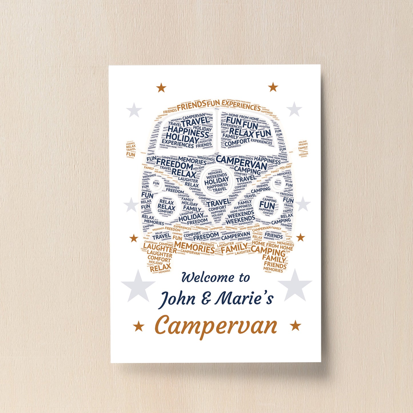 Campervan Sign Personalised Word Art Print VW Camper Decor