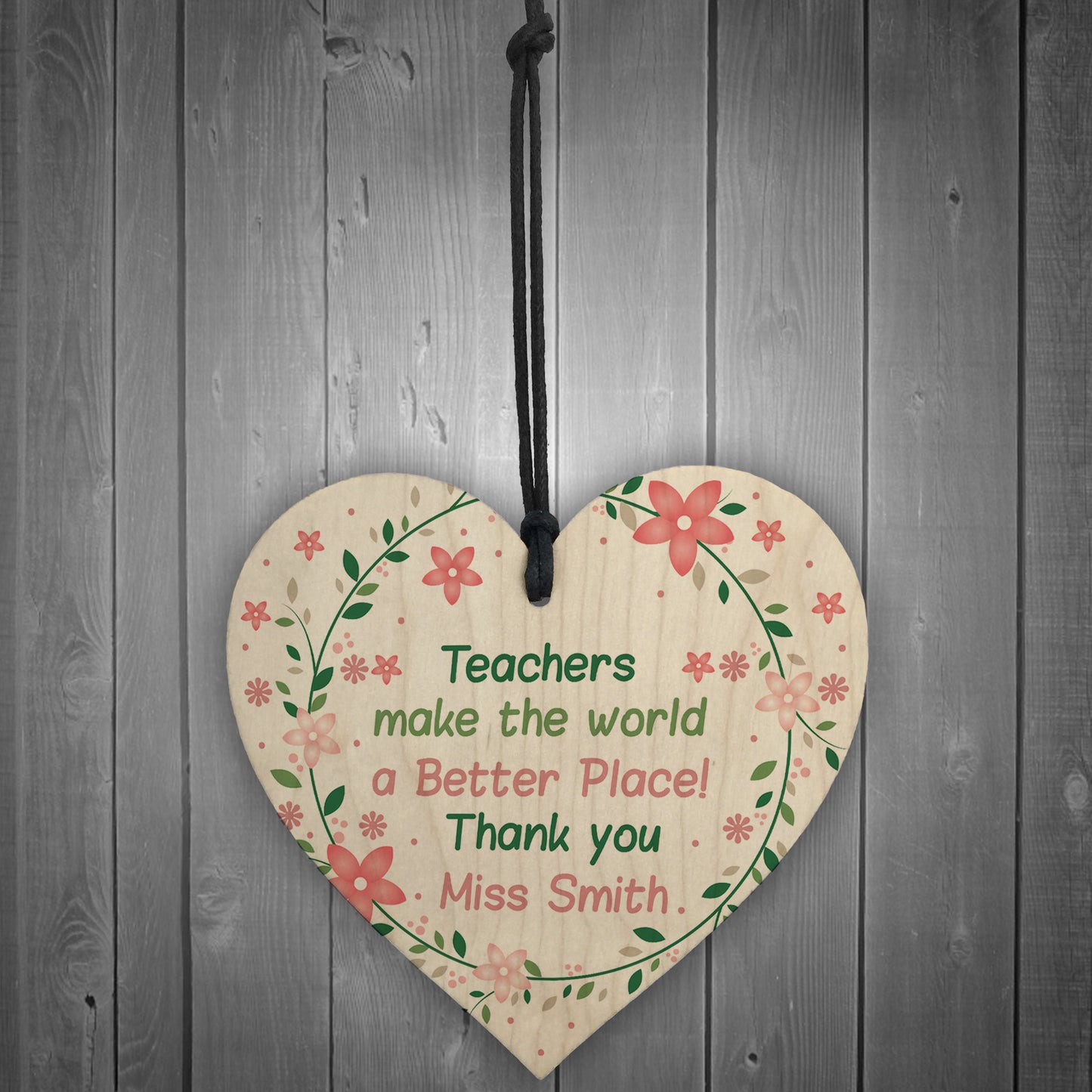 Personalised Gift For Teacher Assistant Childminder Wood Heart