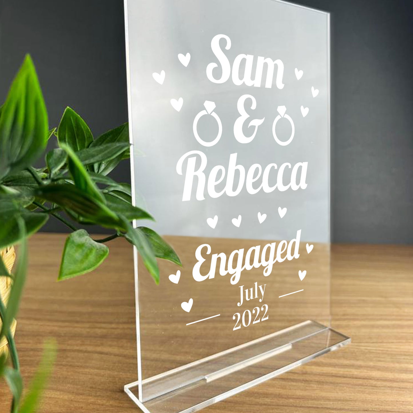 Personalised Engagement Gift Standing Plaque Gift For Him Her