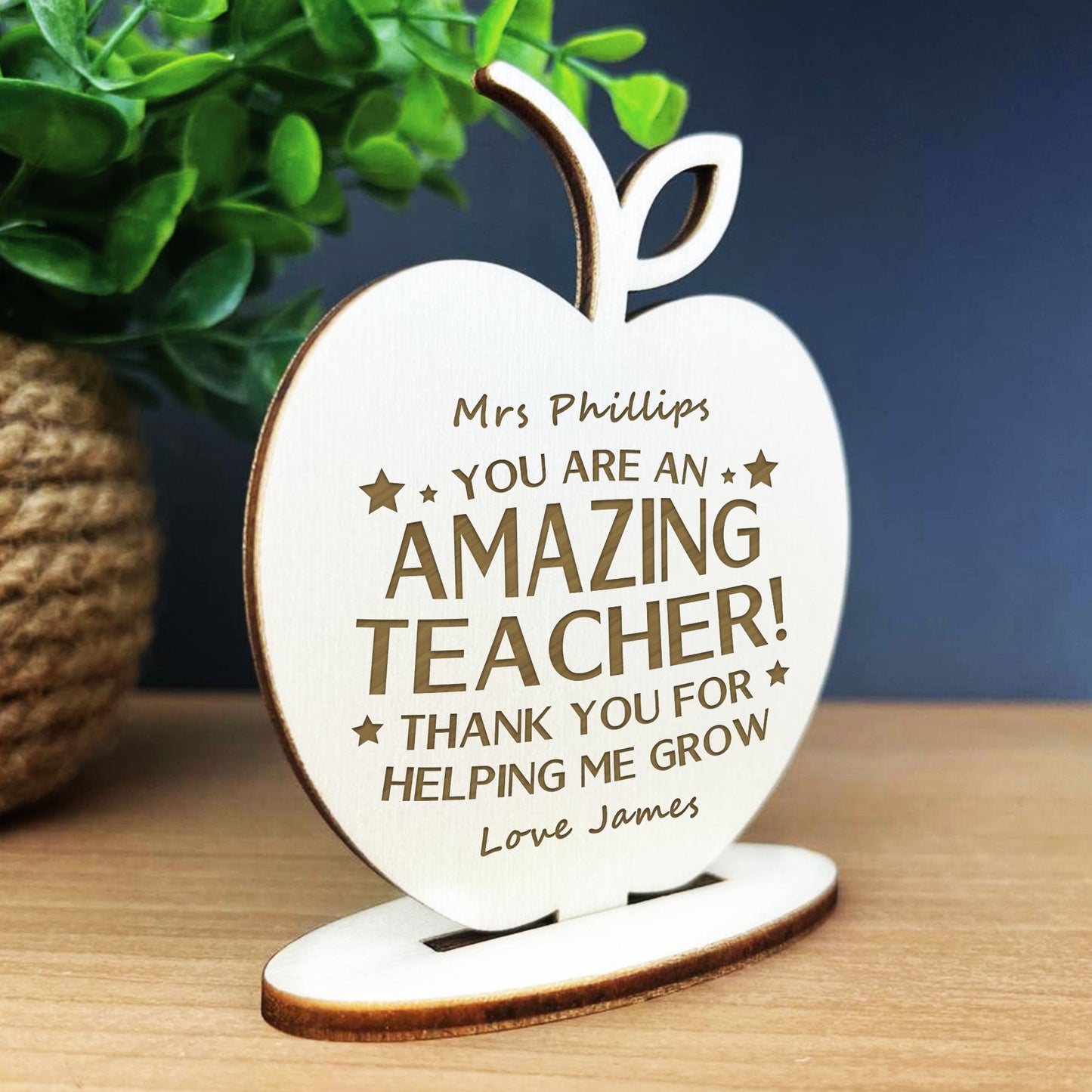 TEACHER GIFT Engraved Sign Apple School Nursery Pre School