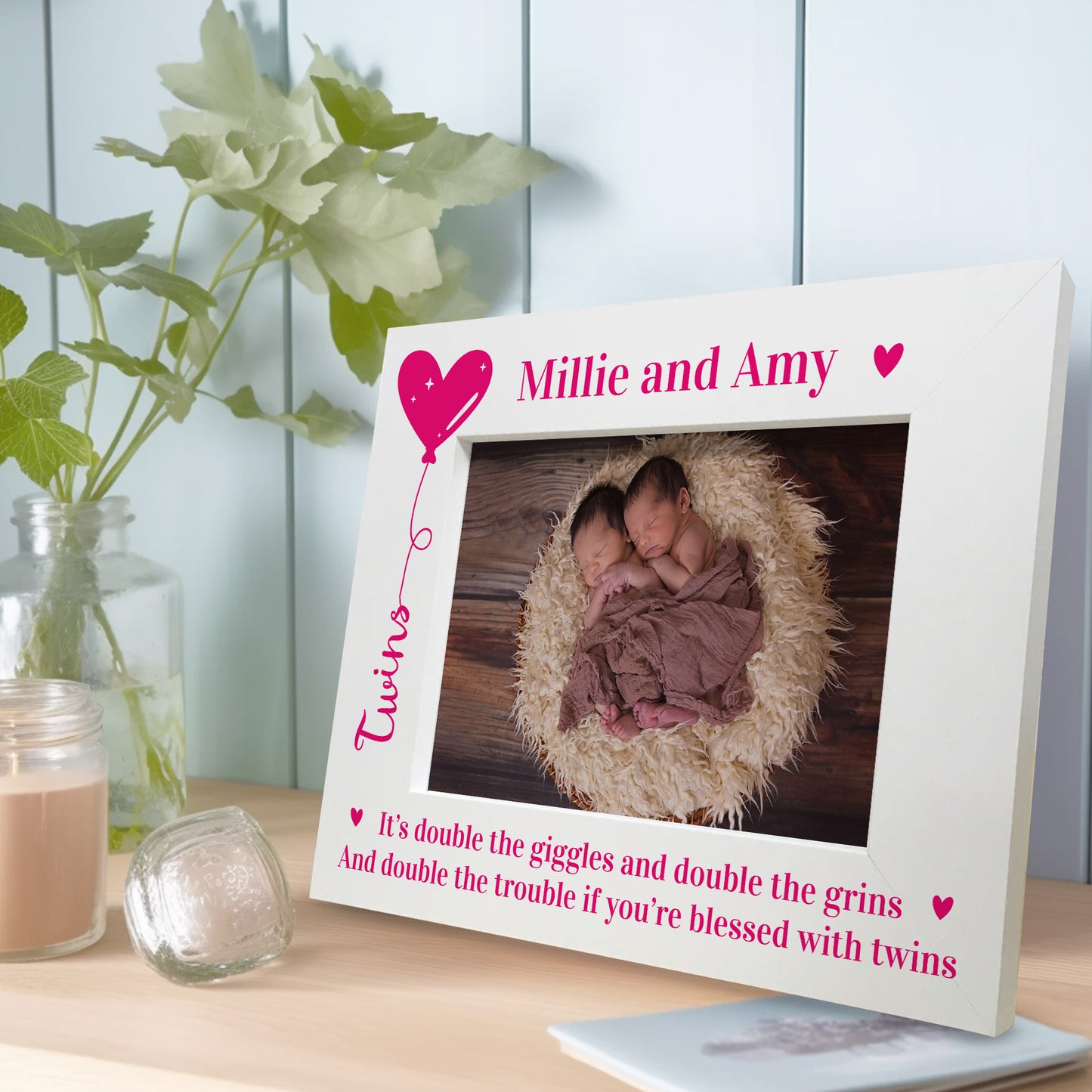 TWINS Photo Frame Personalised New Baby Gift Baby Shower Gift