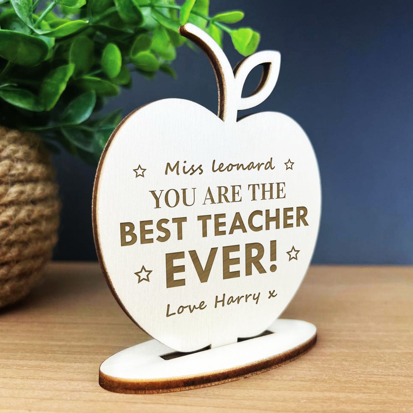 Thank You Teacher Gift Wooden Sign Apple Nursery School Gift