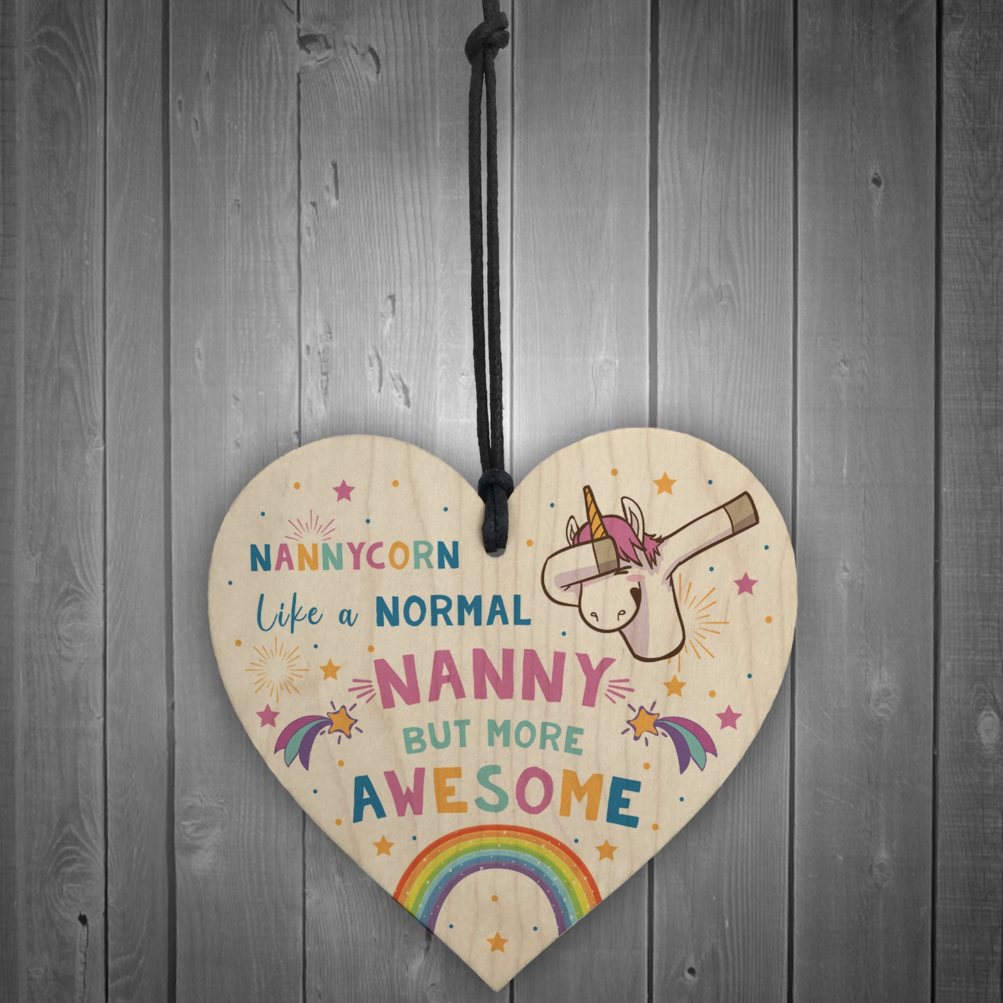 Nannycorn Wood Heart Nanny Unicorn Gift Nanny Birthday Christmas