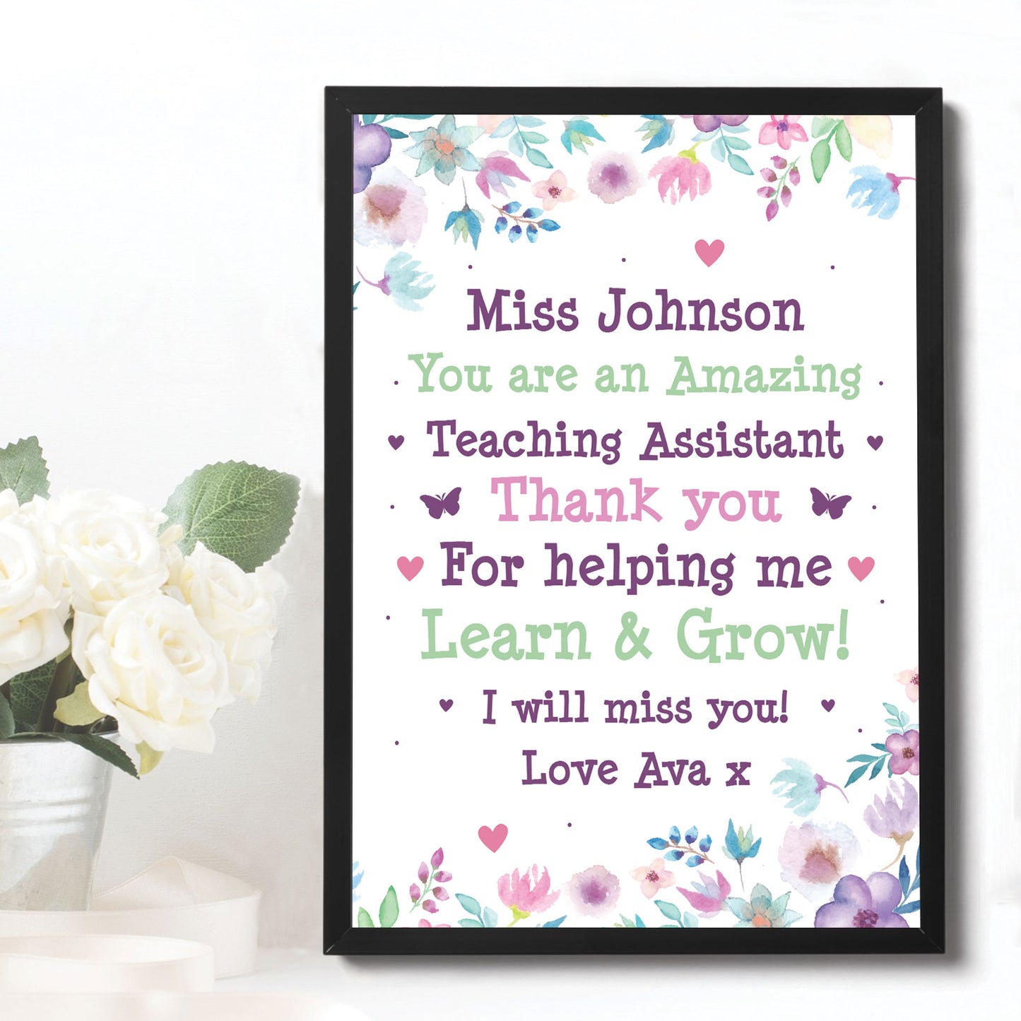 Personalised Teaching Assistant Framed Print Leaving School Gift