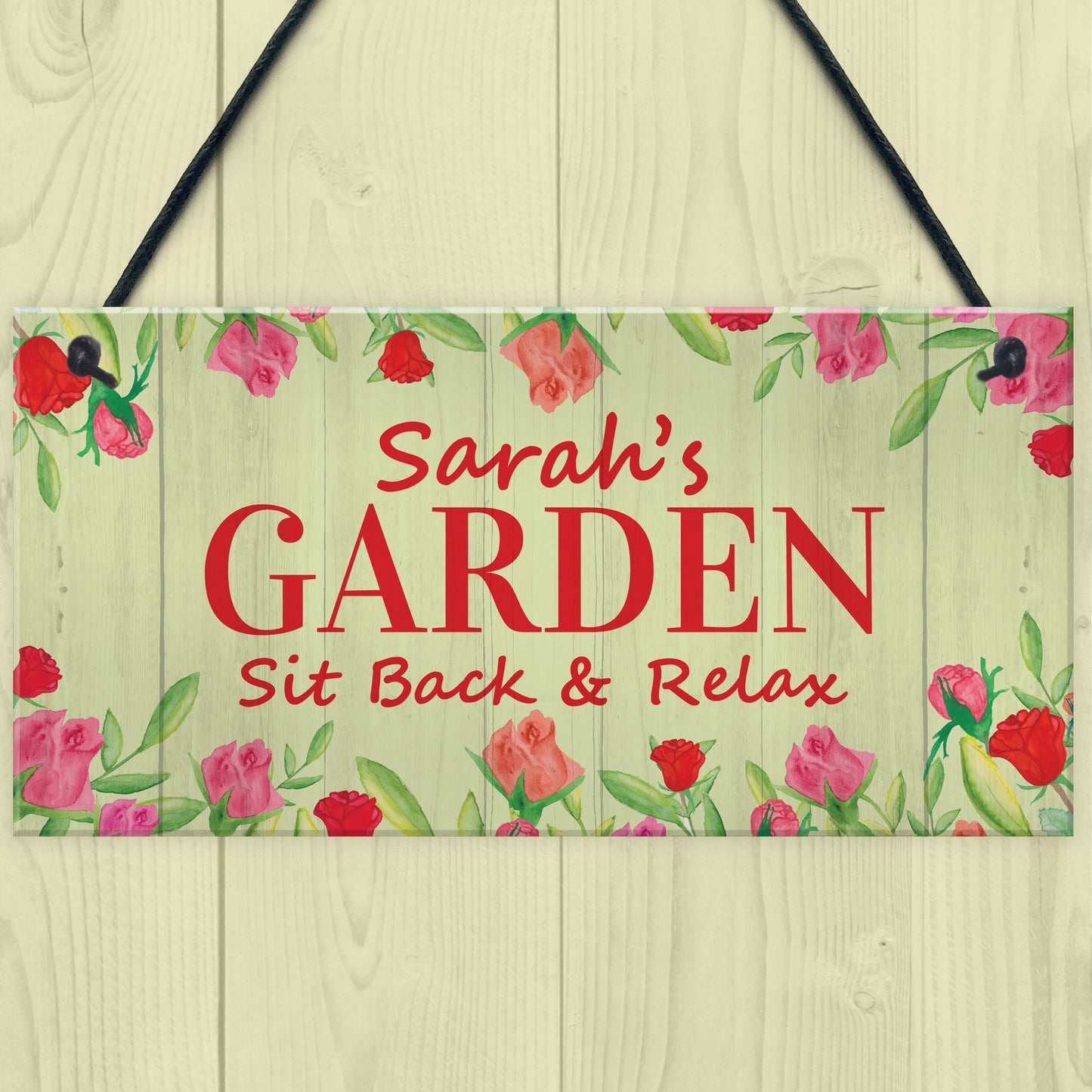 Garden Sign Personalised Hanging Plaque Summer House Decor