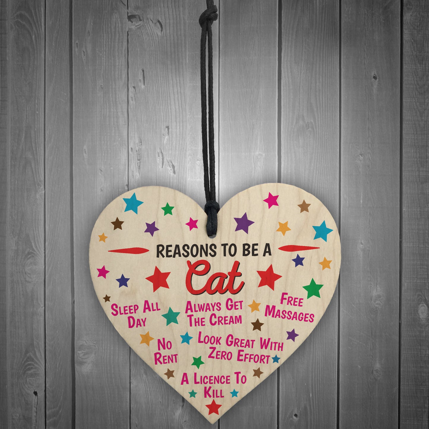 Reasons To Be A Cat Wooden Hanging Heart Novelty