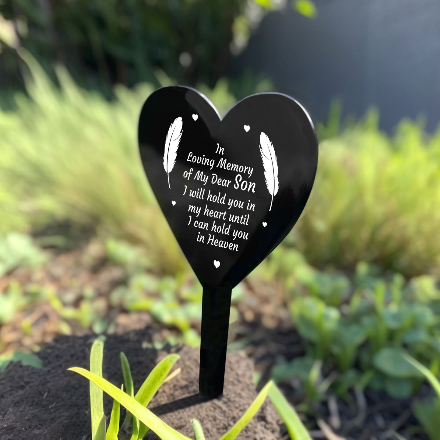 Son Memorial Plaque Heart Stake Grave Marker Remembrance Gift