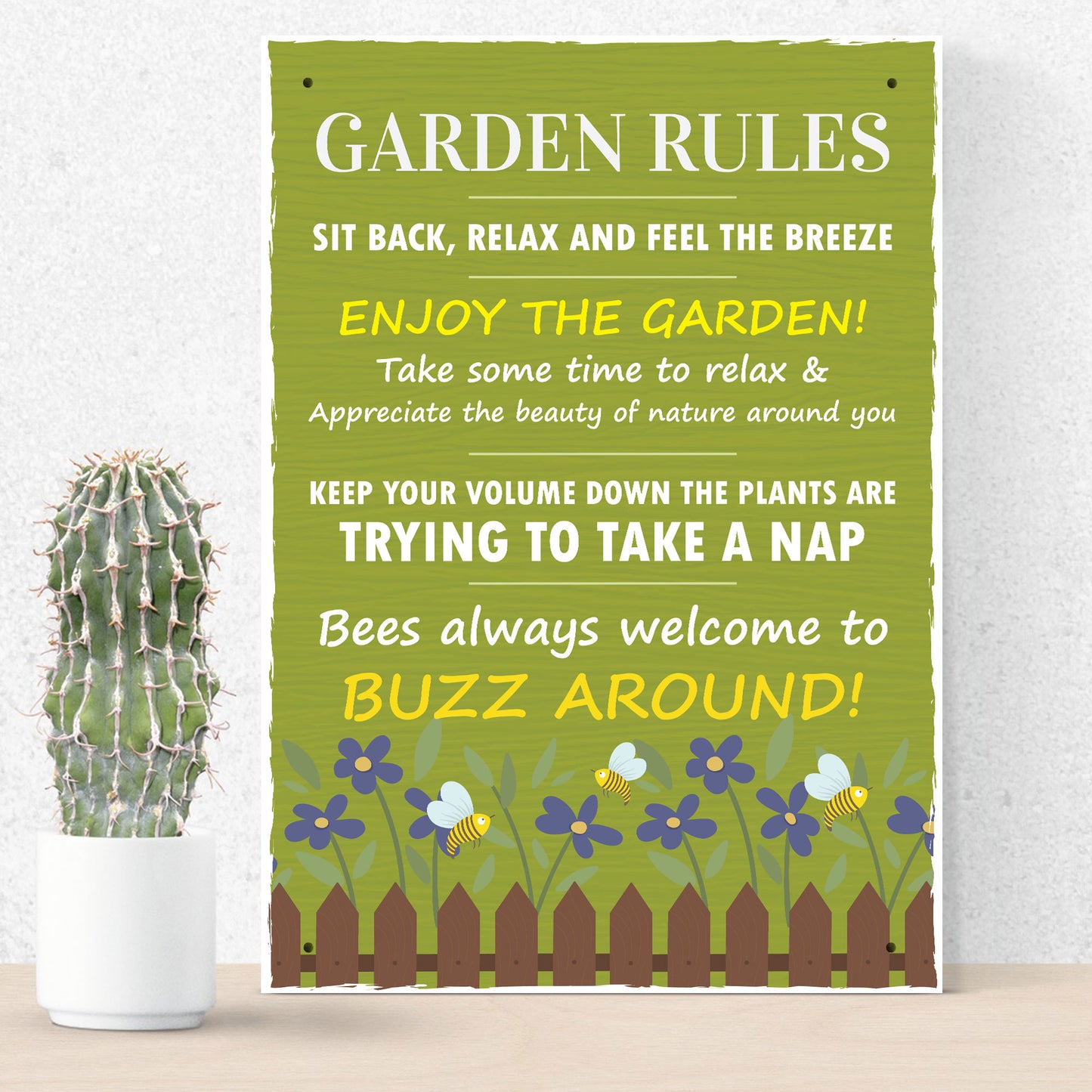 A4 Funny Garden Rules Wall Plaque Novelty Outdoor Decor Garden