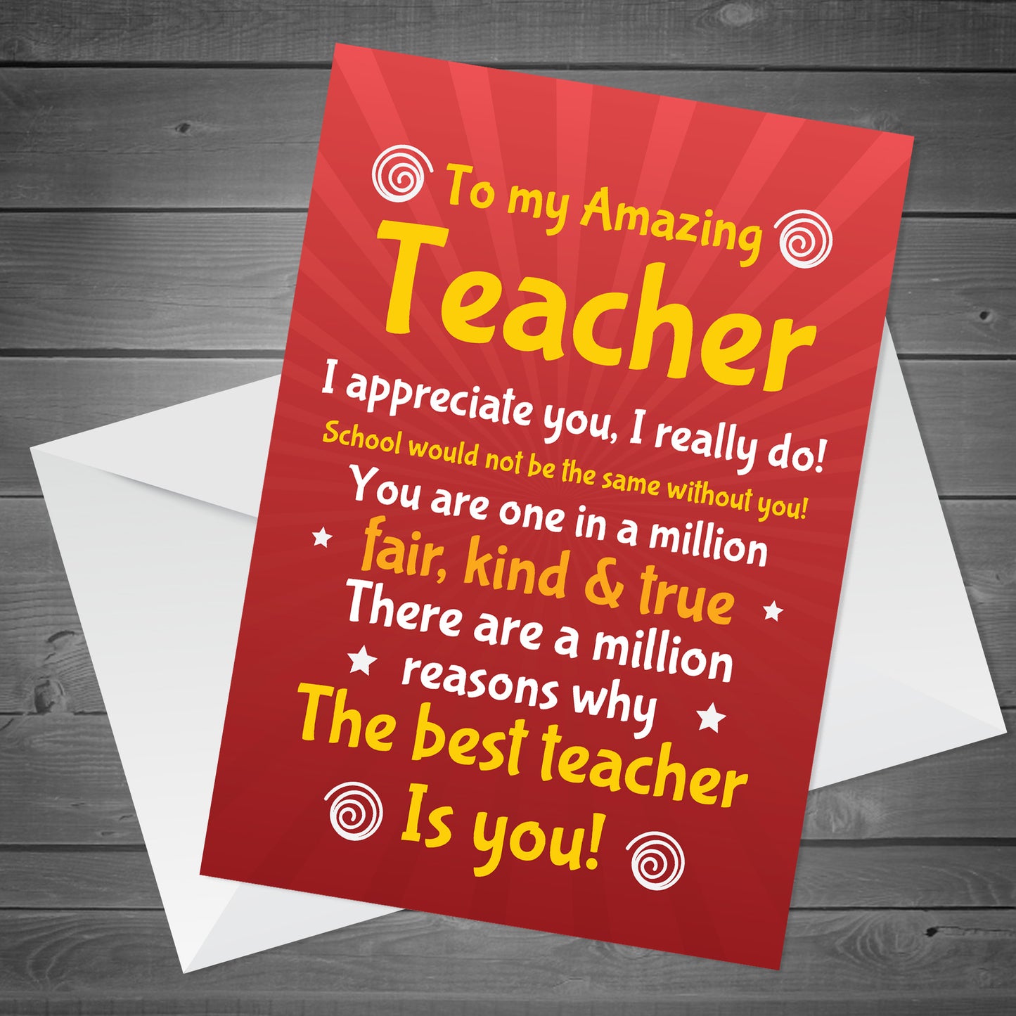 Amazing Teacher Thank You Card For Teacher Assistant Him Her