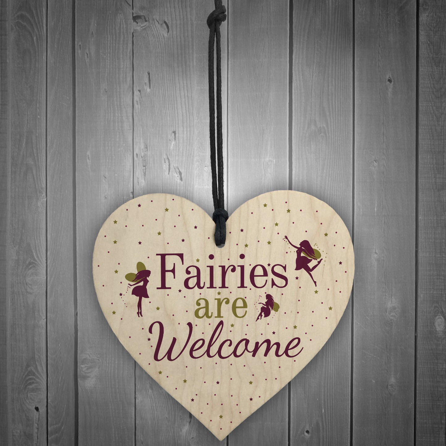 Wooden Fairies Welcome Hanging Garden Gardening Shed Plaque