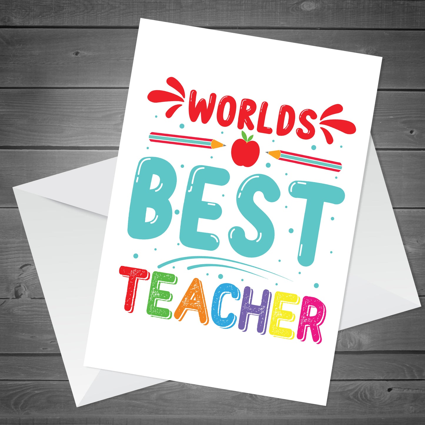 Worlds Best Teacher Card Thank You Card For Teacher Leaving