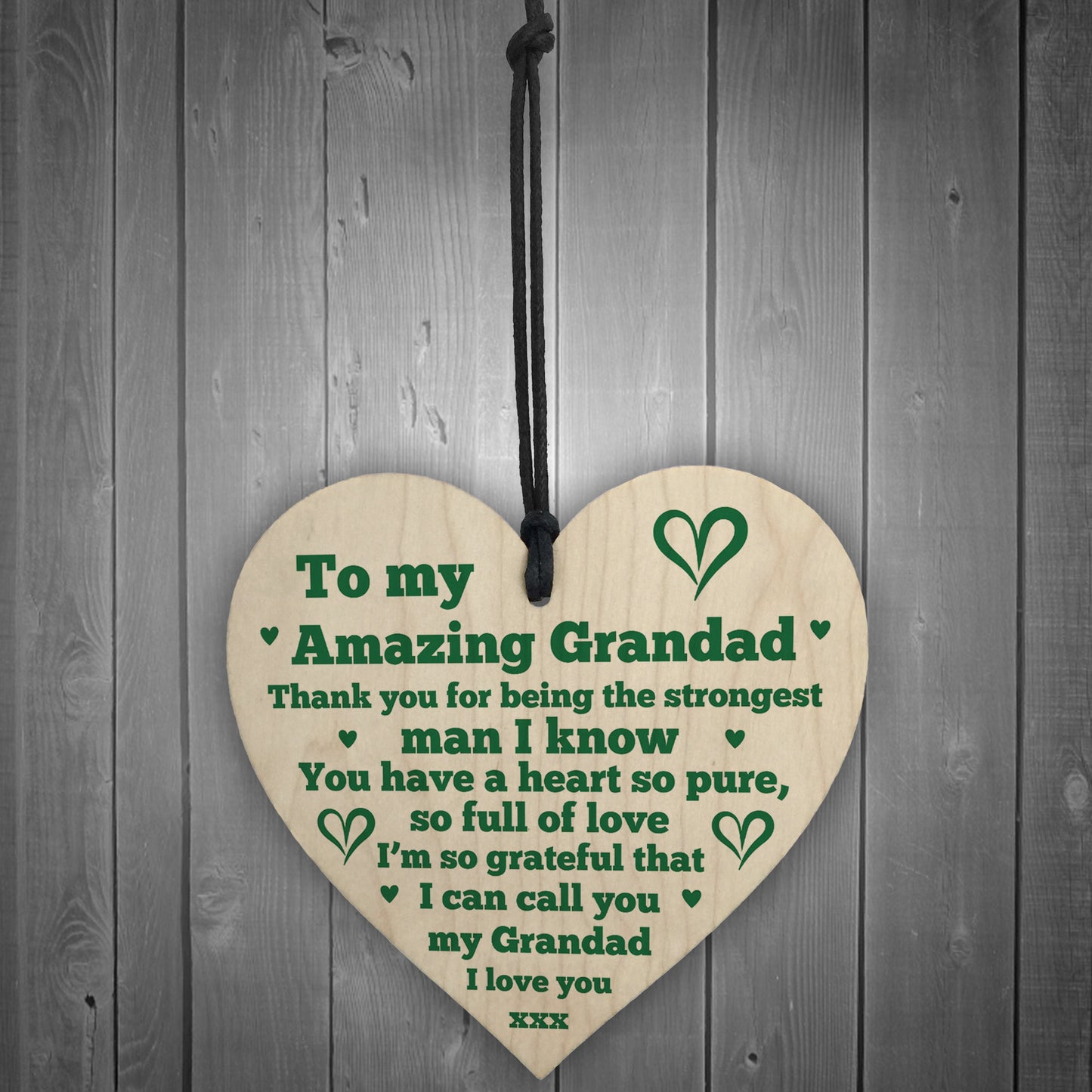 Grandad Gifts Hanging Wood Heart Birthday Fathers Day Gift