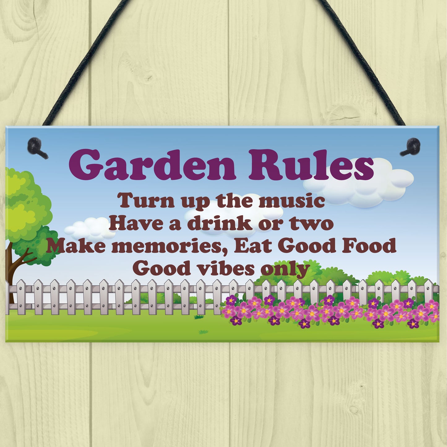 Cool Garden Rules Sign Hanging Shed Summerhouse Plaque Garden