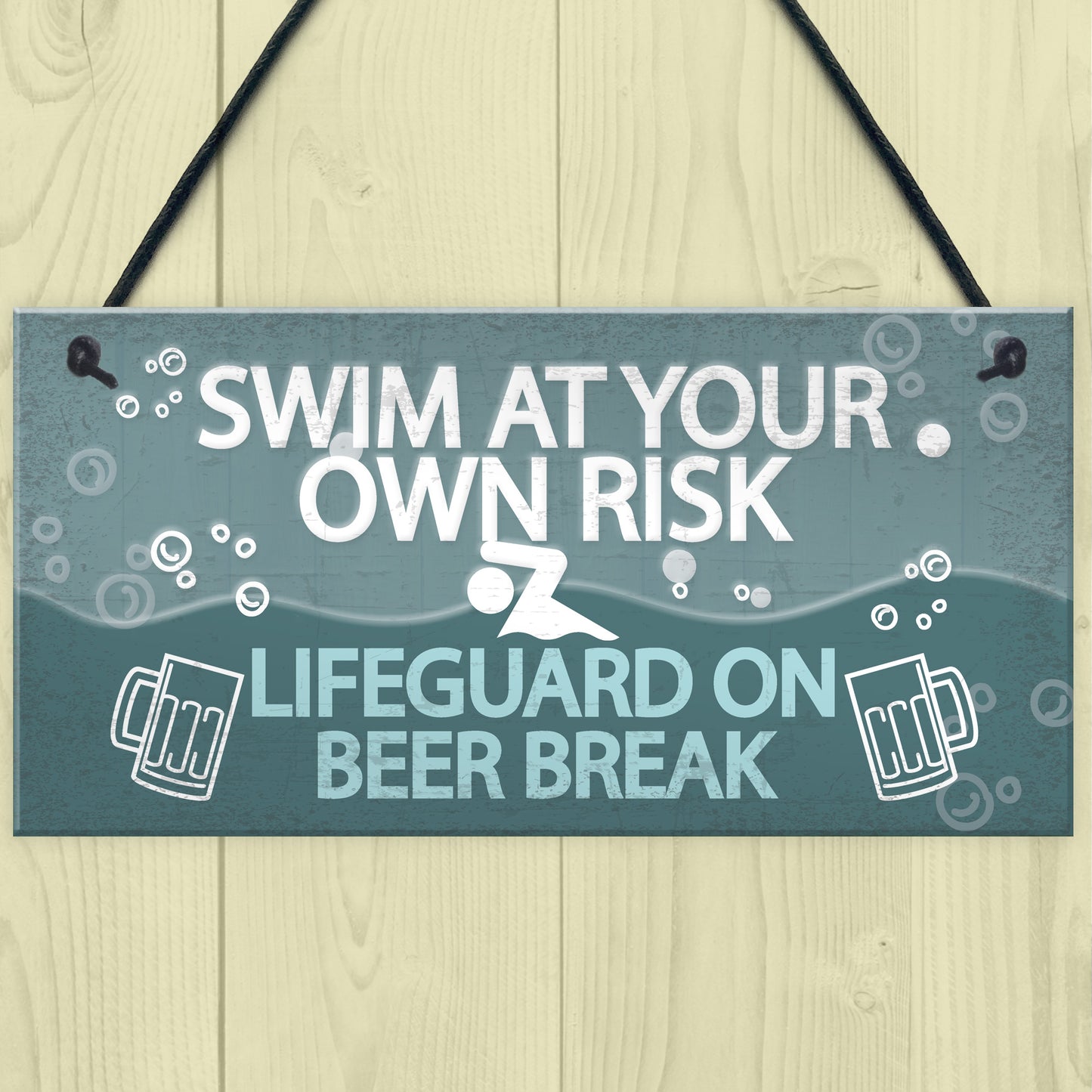 Funny Swim At Own Risk Hot Tub Pool Jacuzzi Garden Shed Plaque
