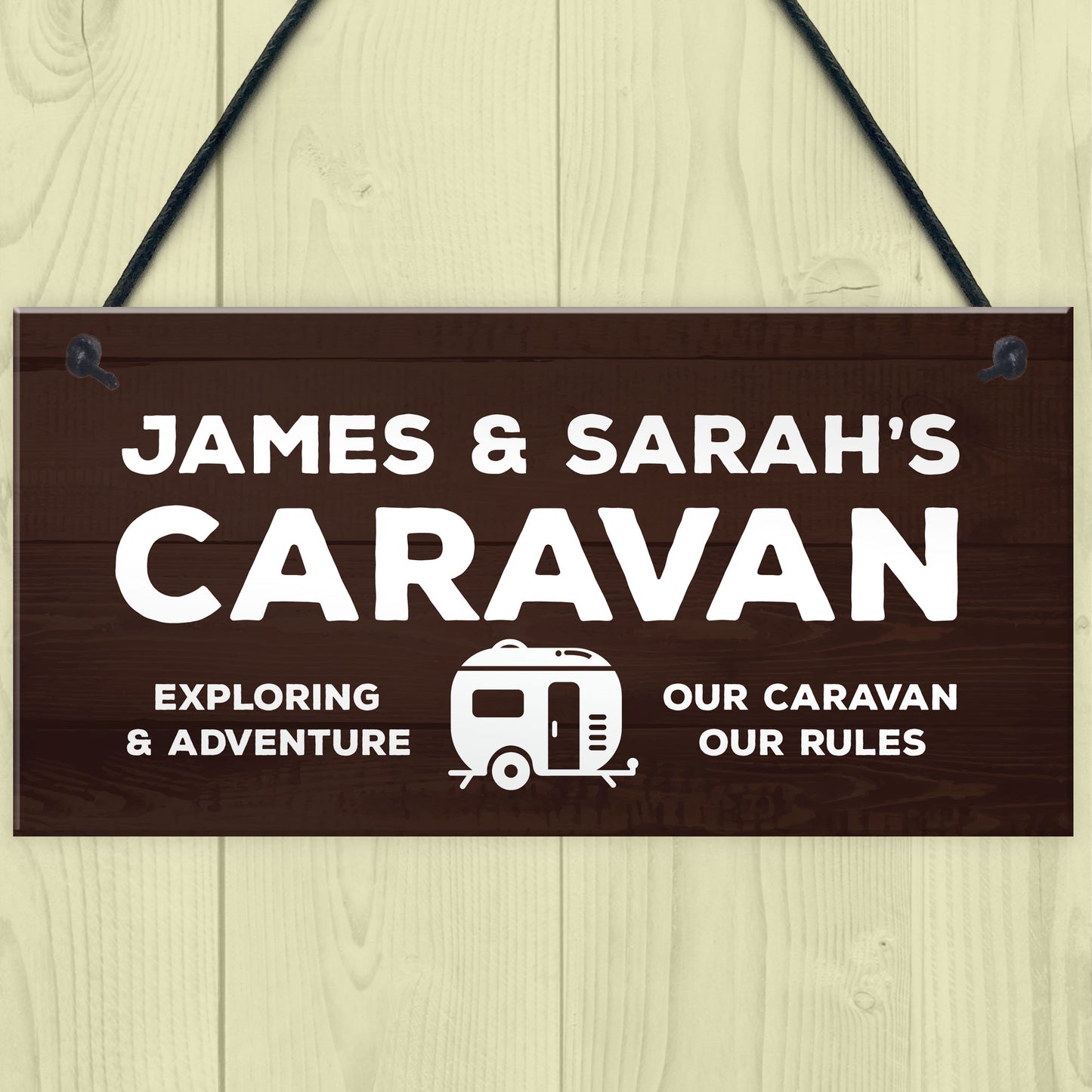 Personalised Caravan Sign Hanging Door Wall Plaque Campervan