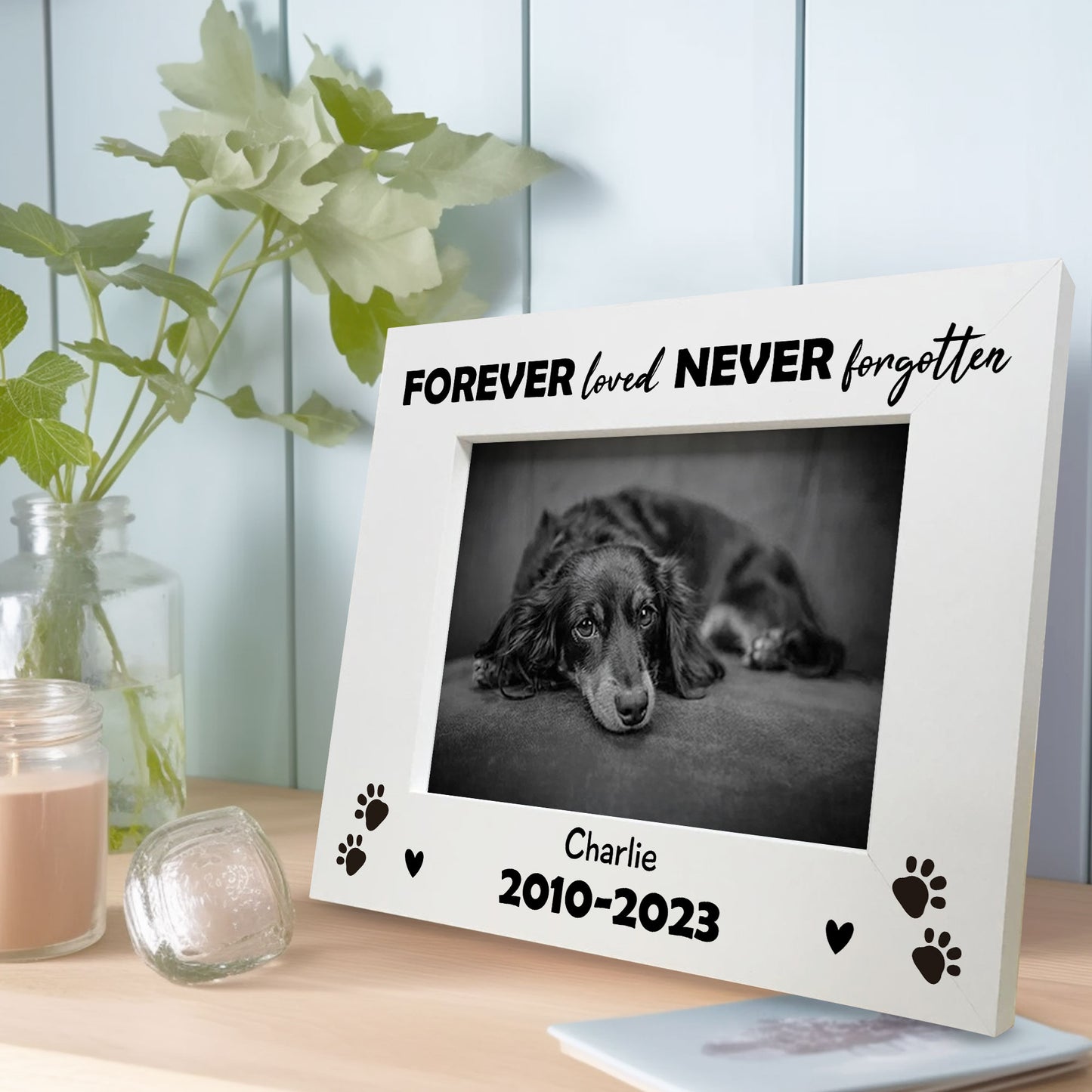 Personalised Pet Wooden Photo Frame Dog Puppy Gift Handmade