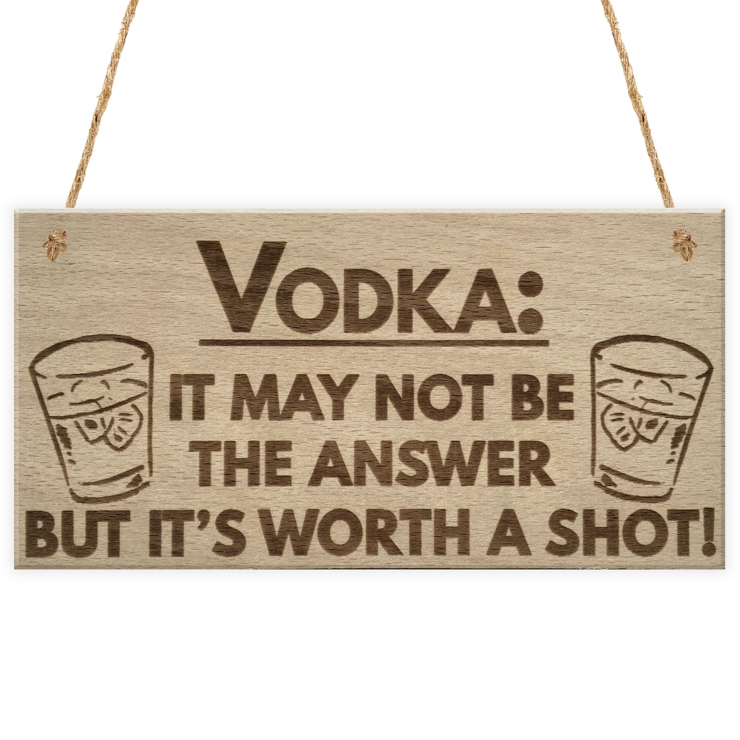 Vodka Worth Shot Funny Alcohol Gift Man Cave Bar Hanging Plaque