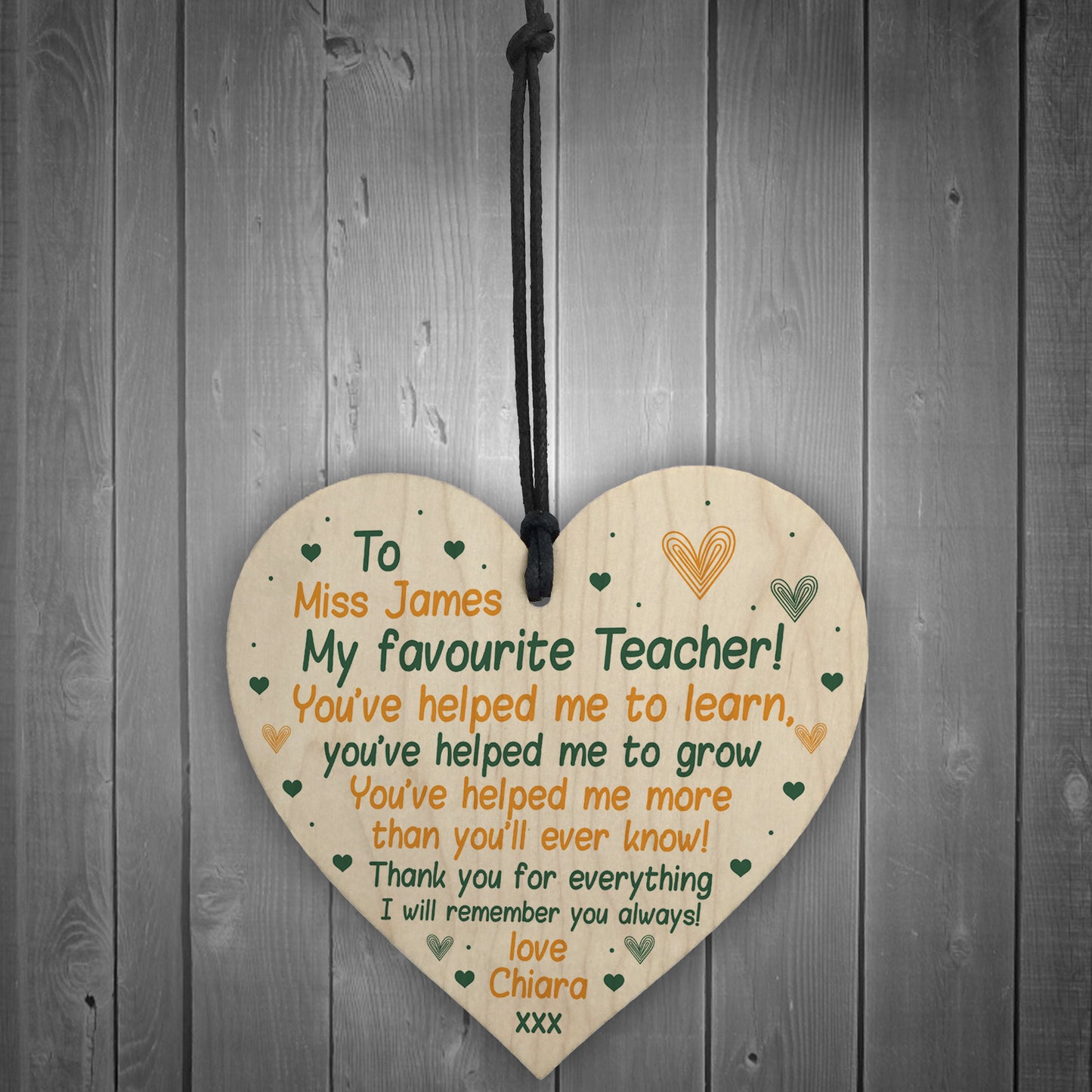 Teacher Gifts Wooden Heart Thank You Gift For Teacher Assistant