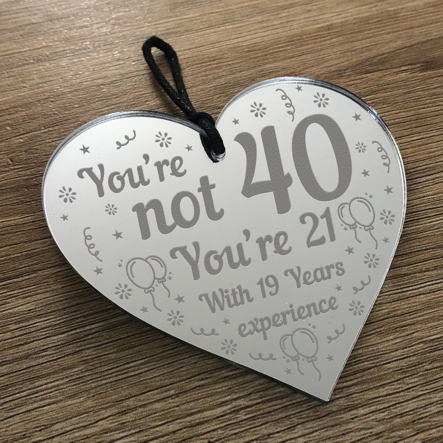 Novelty 40th Birthday Gifts Mirrored Acrylic Heart Birthday Gift