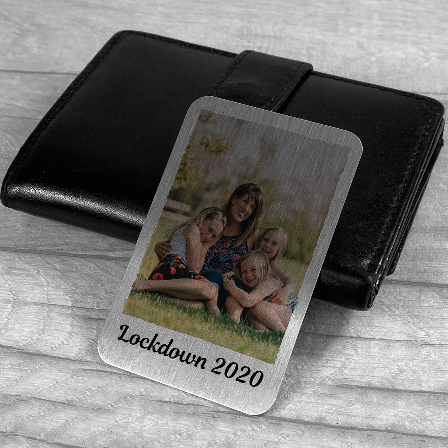 Lockdown Gift Personalised Photo Metal Wallet Insert Memory Gift